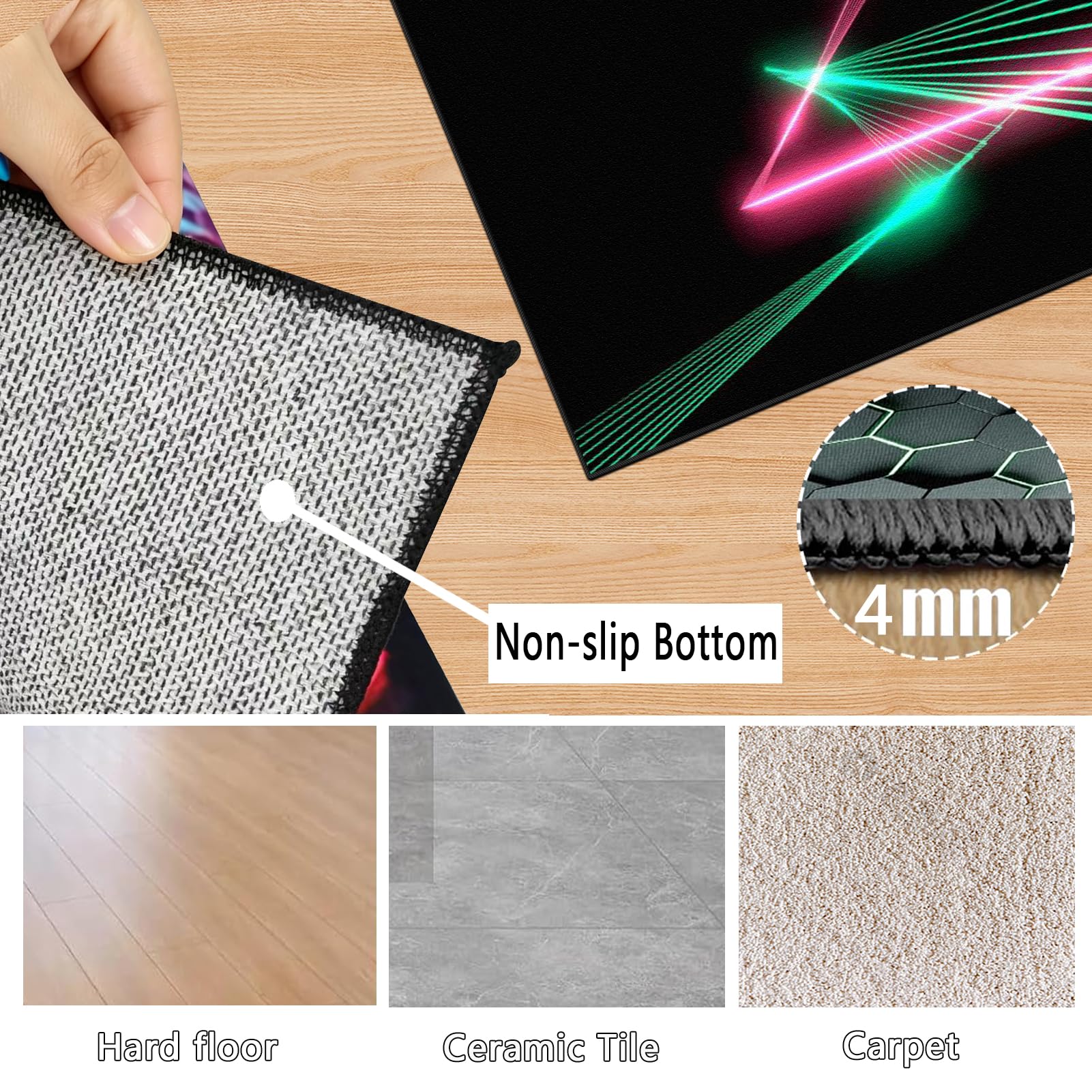 Gaming Tappeto Sedia 120 x 150 cm Tappeto per Sedia con Ruote