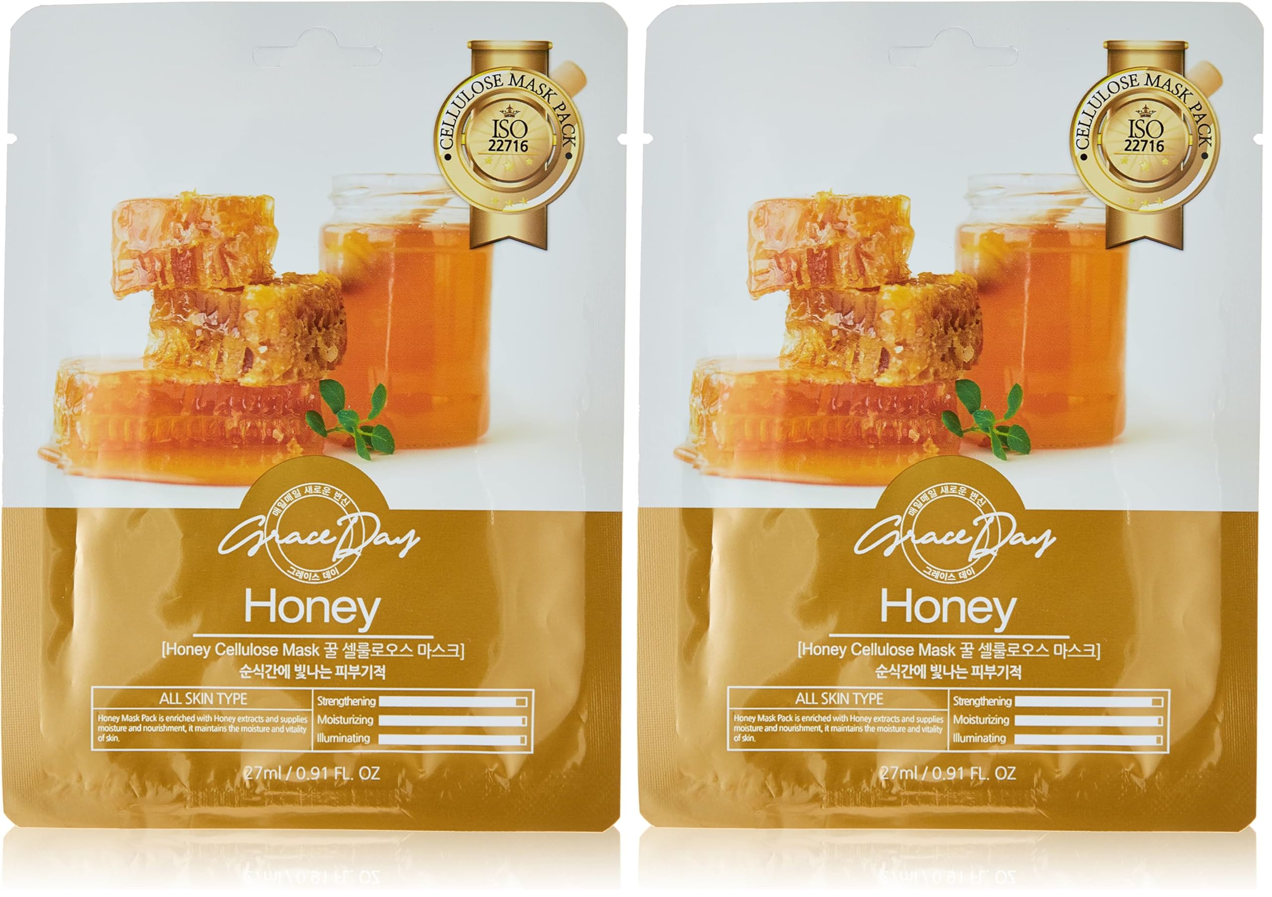 Grace Day Yoğun Nemlendirici Ballı Selüloz Maske Honey Mask (2 paketi)