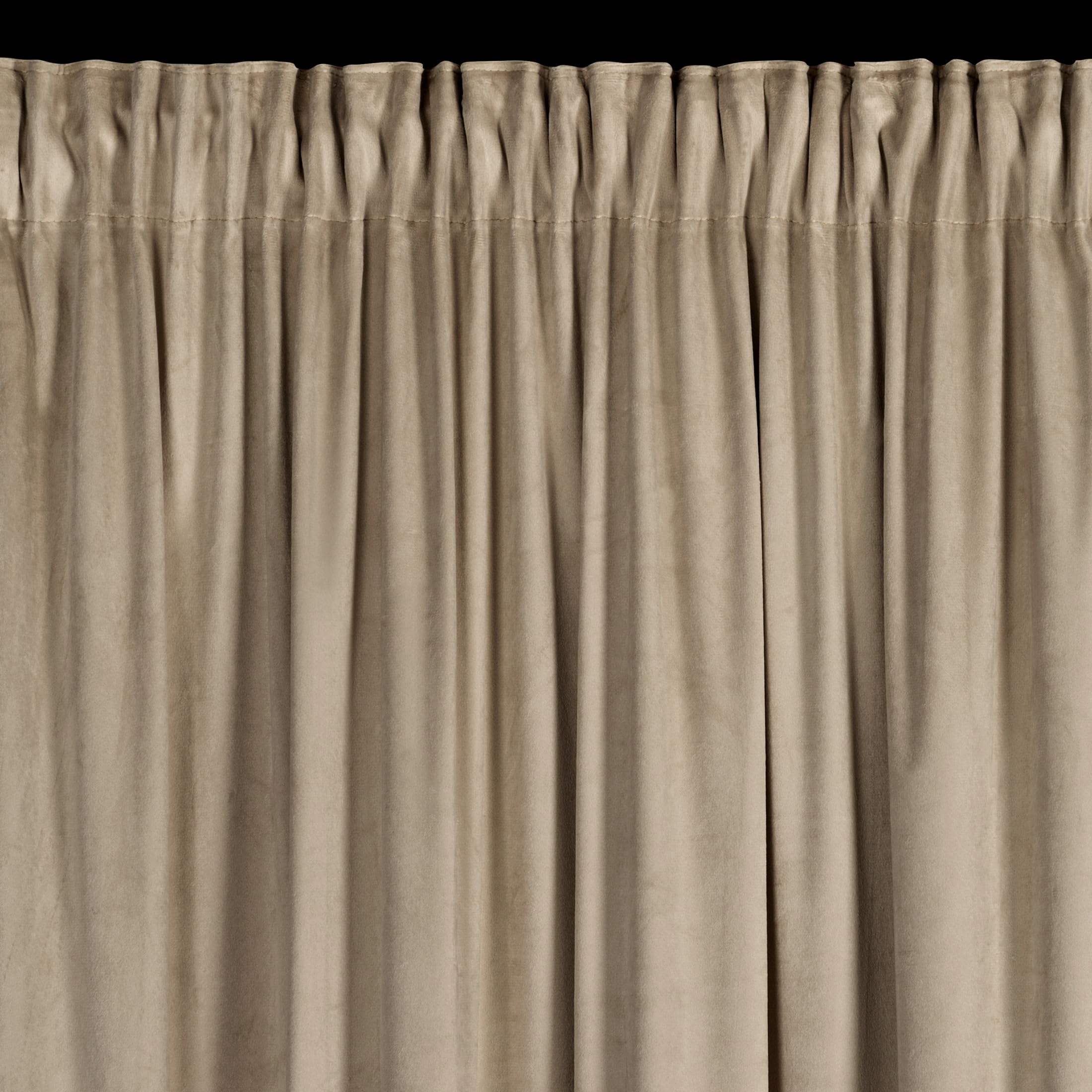 Eurofirany Carli Velvet Curtain with Ruffle Tape, 1 Piece, Opaque Blackout Curtain for Living Room Bedroom, 140 x 250 cm, Dark Beige - Image 2