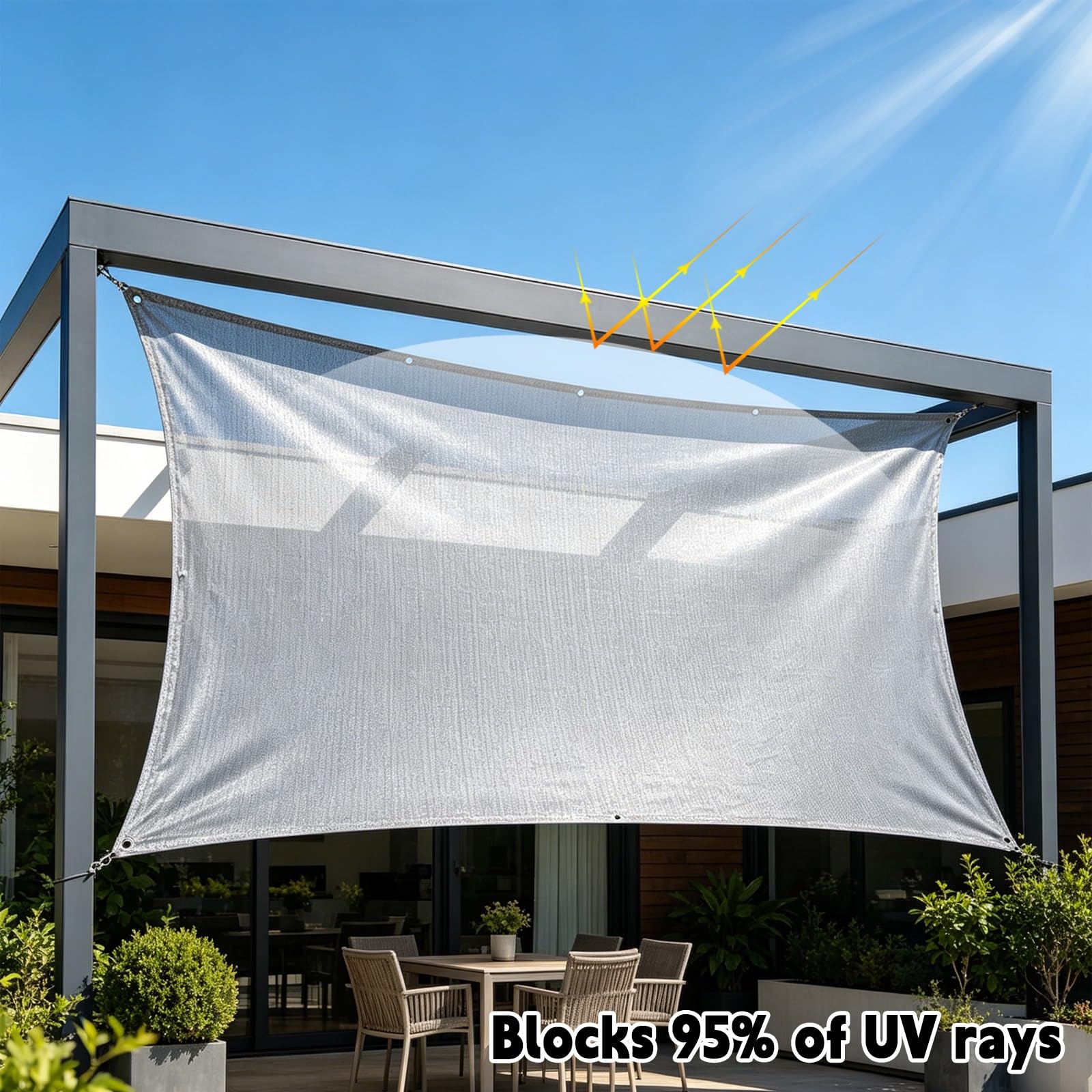 Siatka Prywatności 270 x 280 cm 90% Zacienienia Odporny Na Uv, Odporny Na Rozdarcia Ogrodzenie Osłona Prywatności Na Ogrodzenie Do Szklarni, Parkingu, Szary