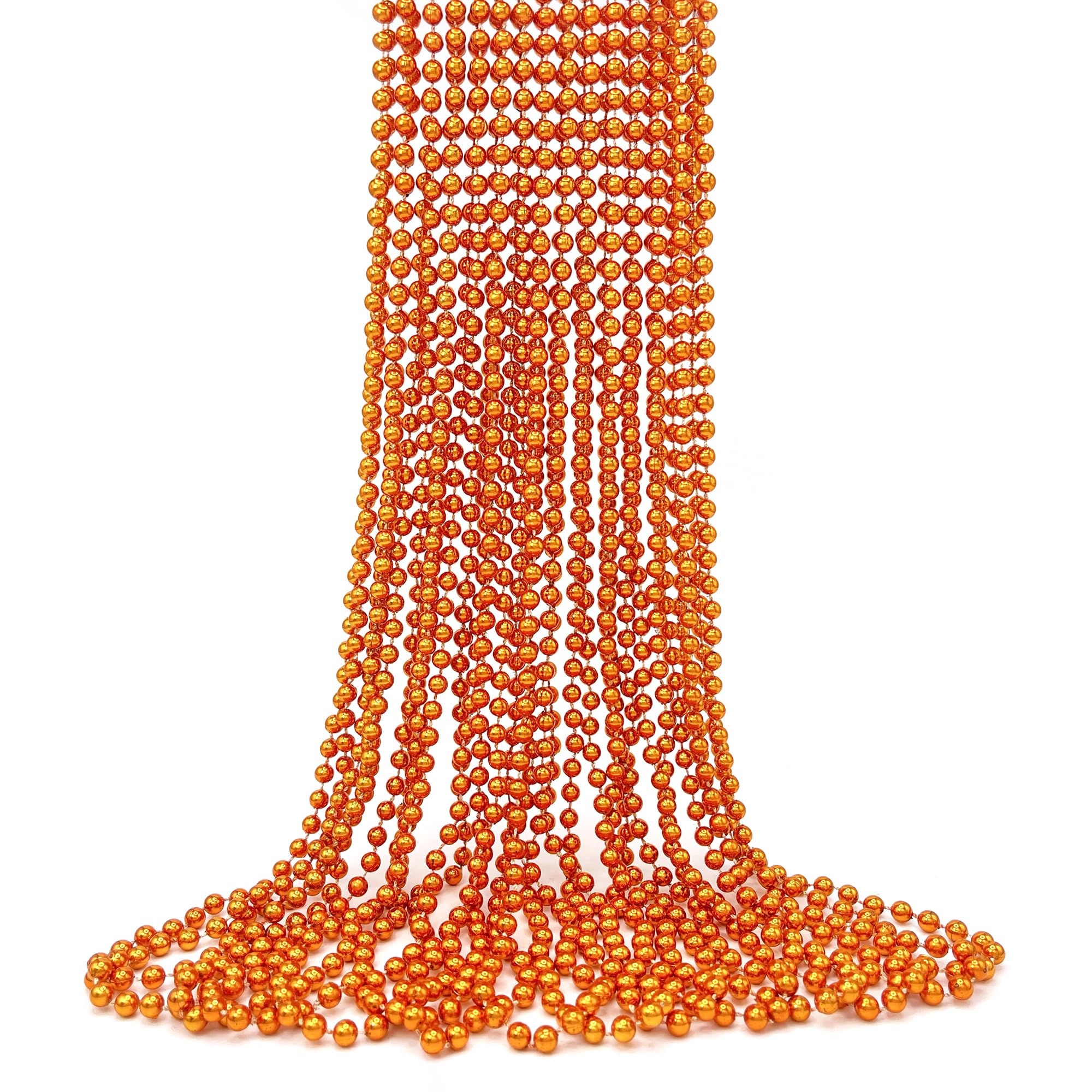 12 PCS Beaded Necklaces, Orange Mardi Gras Beads, 32
