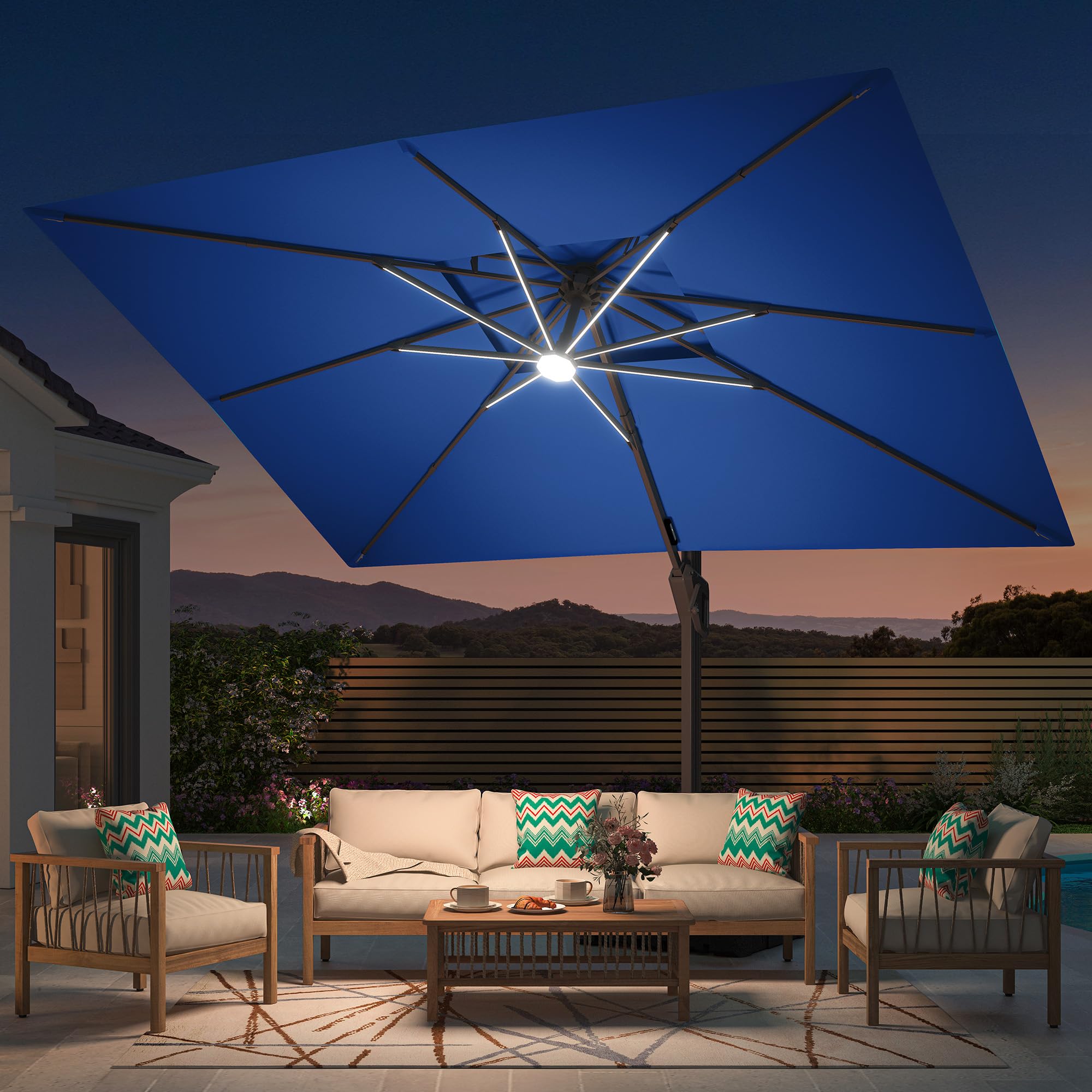 Amazon.com : 10' X 13' Patio Umbrella with LED Lights Outdoor Cantilever Large Rectangle Offset Umbrellas Heavy Duty Aluminum Double Top with 360-degree Rotation for Pool Garden Deck, Navy : Patio, Lawn Amazon.com : 10' X 13' Patio Umbrella with LED Lights Outdoor Cantilever Large Rectangle Offset Umbrellas Heavy Duty Aluminum Double Top with 360-degree Rotation for Pool Garden Deck, Navy : Patio, Lawn