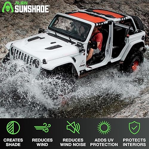 Miniatura 8 de Alien Sunshade - Parasol de malla frontal y trasero para techo, bloquea los rayos UV, el viento y el ruido (color gris)