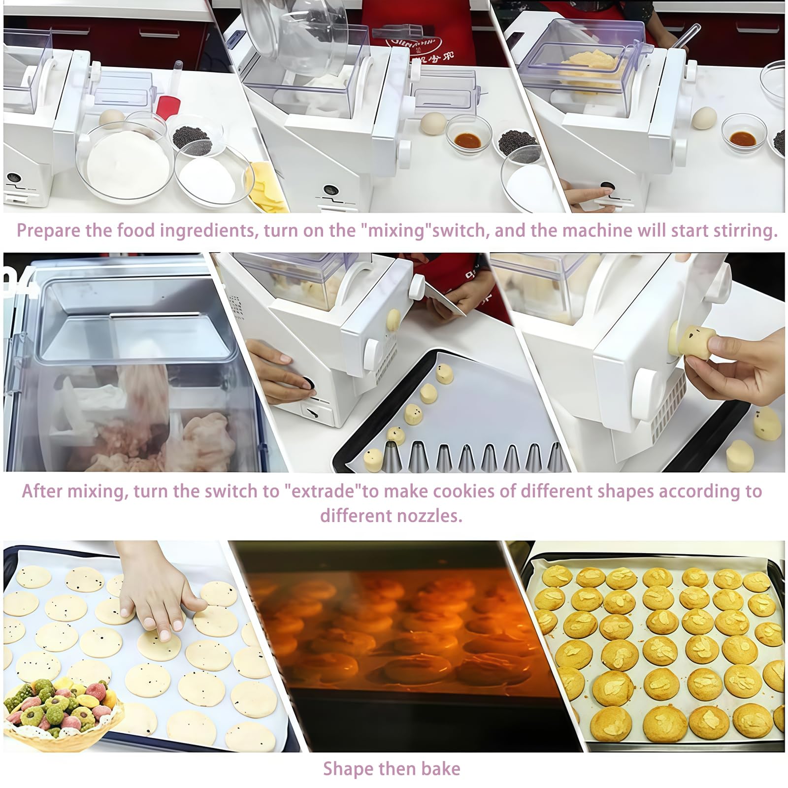 Keksform-Hersteller, automatische Plätzchenherstellungsmaschine mit austauschbaren Düsen und Formen für Dessertladen, Küche