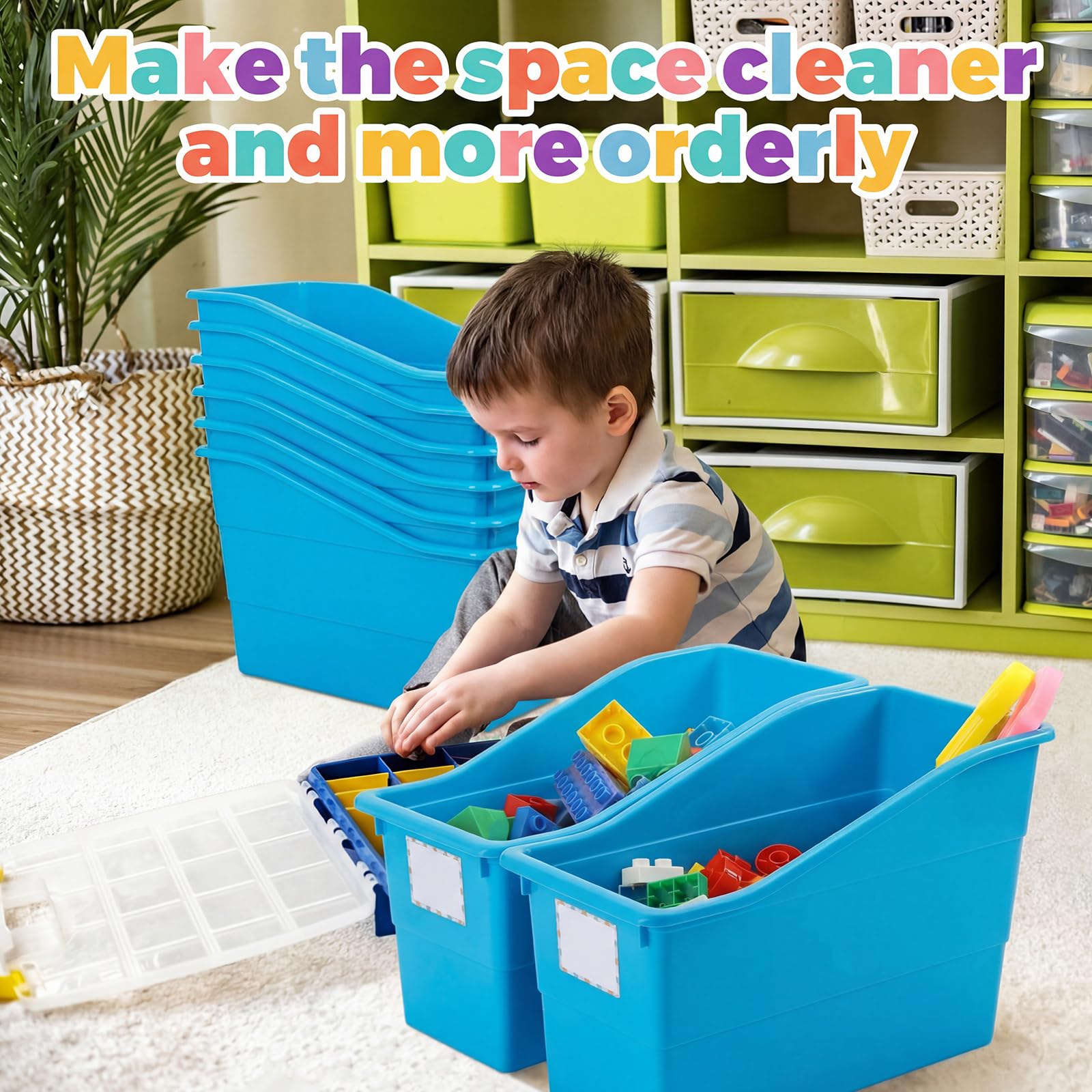 Amazon.com : Suzile 12 Pcs Interlocking Plastic Book Bins Bulk