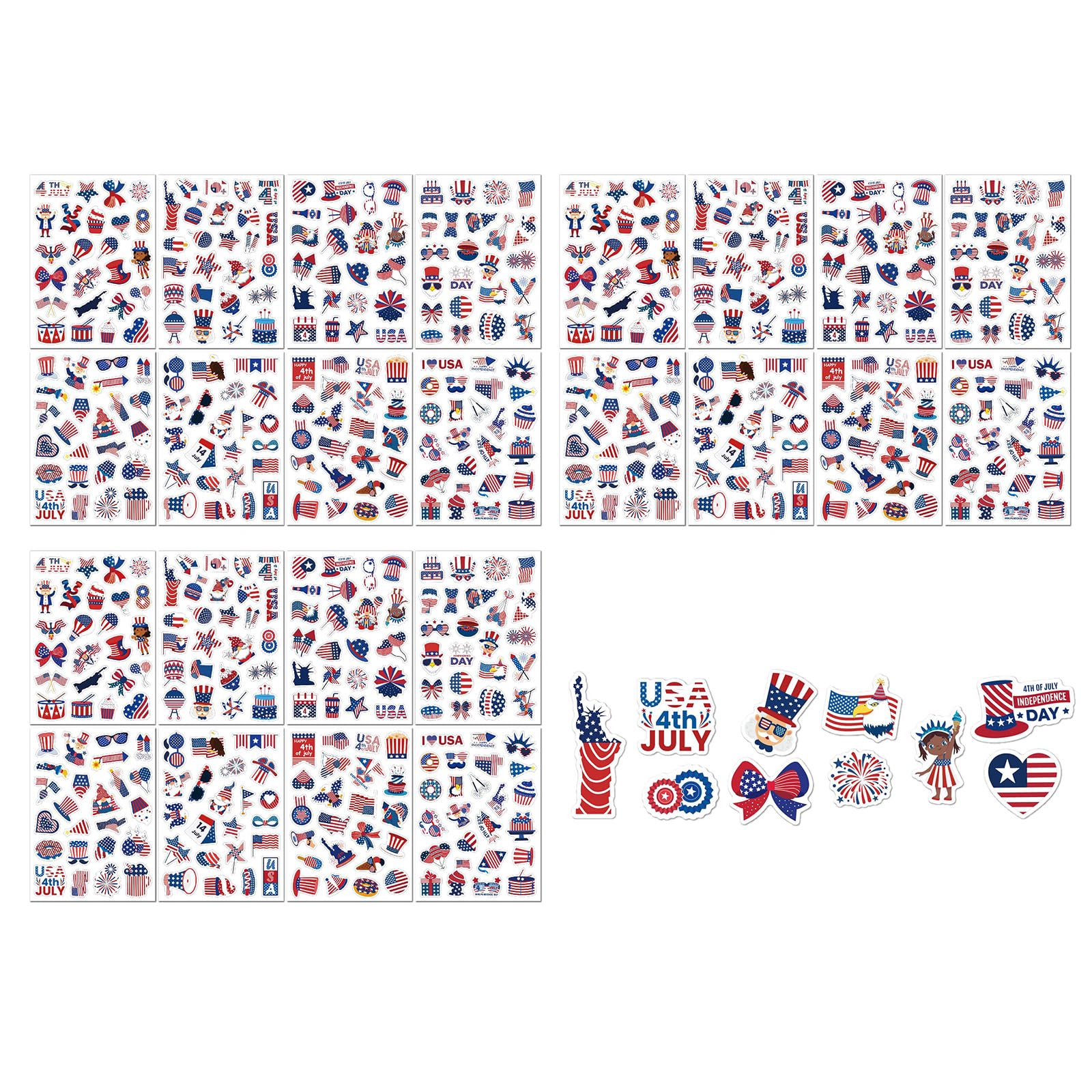 Hredyqw 24 Sheets Independence Day Sticker Waterproof Adhesive Sticker For Notebook Phone Luggage Scrapbooking