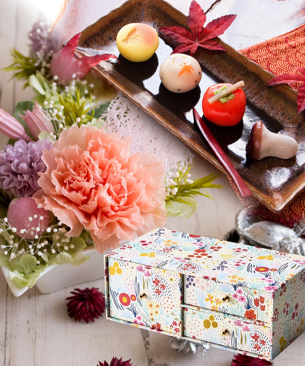 Amazon | 風味絶佳.山陰 花と和菓子セット プリザーブドフラワー＆上
