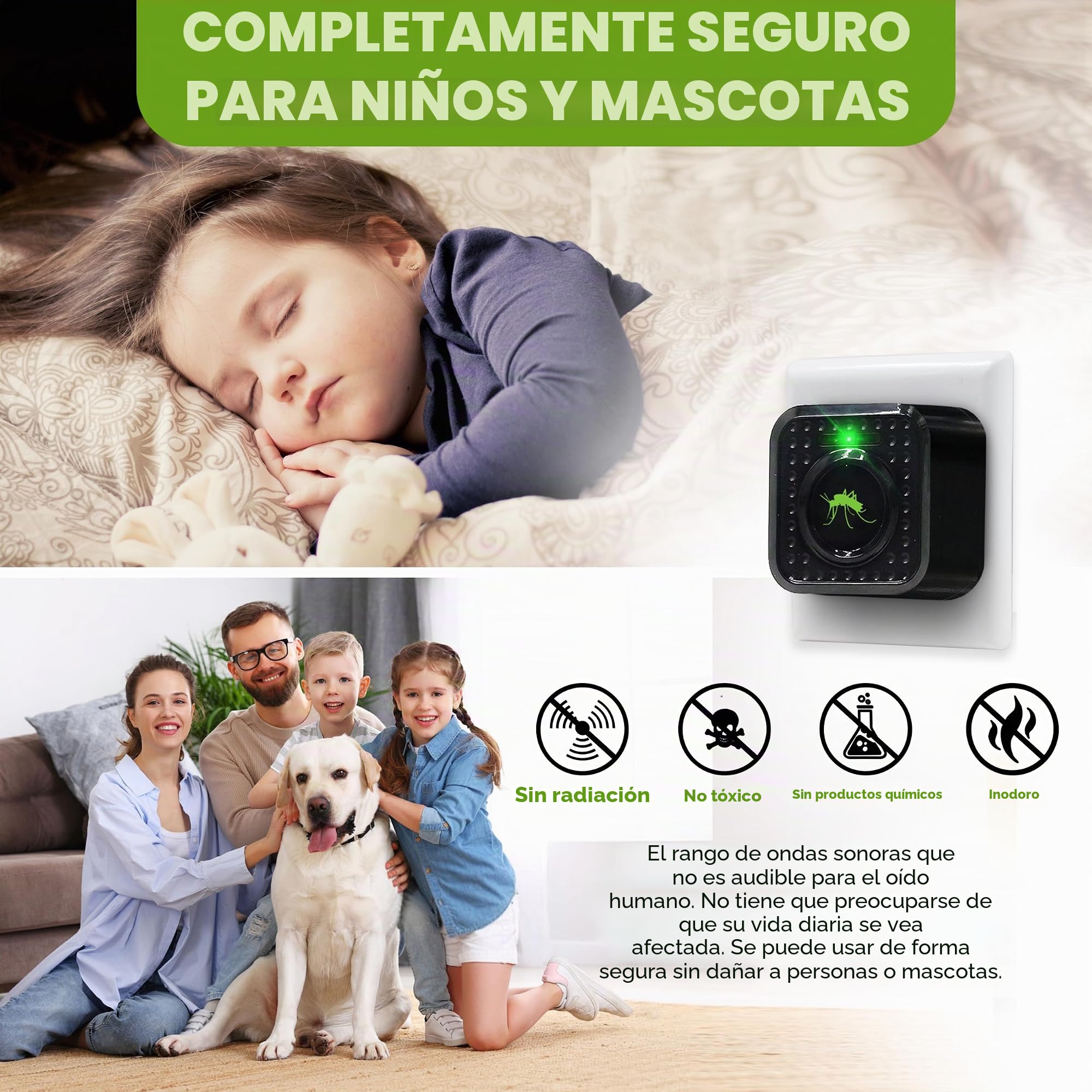 ISOTRONIC – Repelente ultrasónico de Mosquitos enchufable para el hogar, Dormitorio y habitación Infantil – Repelente de Mosquitos con un Alcance Efectivo de 30 m² (3 Unidades)