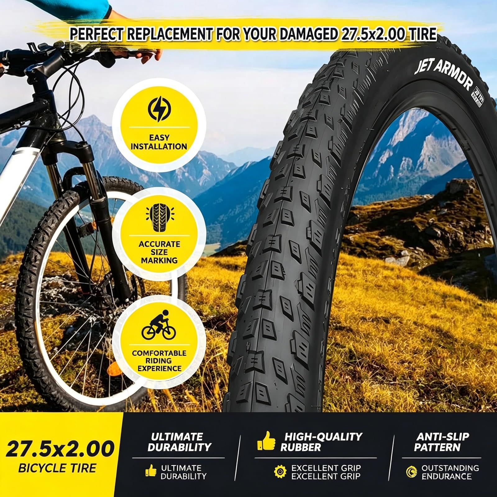 2PC 27.5x2.00 Pneumatici Bici Strada MTB 27.5Pollici Bicicletta Mountain