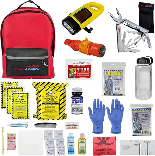 Ready America 70185 kit de emergencia de gran calidad para 1 persona, mochila para 3 días