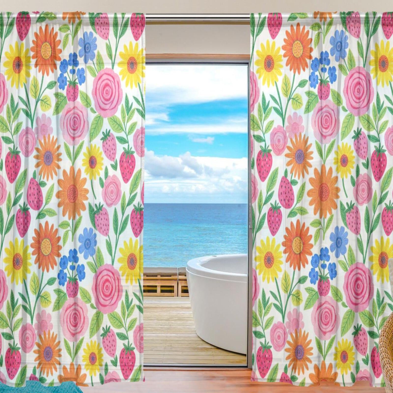 Rideaux de fenêtre transparents FRODOTGV voilage léger et doux pour la maison 140x213 cm