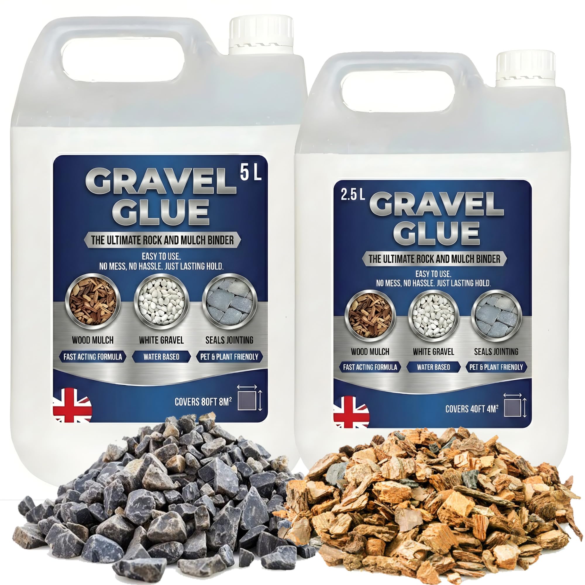 Ultimate Gravel Binder Glue Easy To Use Rock, Stone & Mulch Adhesive Ready-To-Use Pea Gravel & Bark Stabiliser Ideal For Landscaping Patios, Paths & Borders (2.5 Litre)