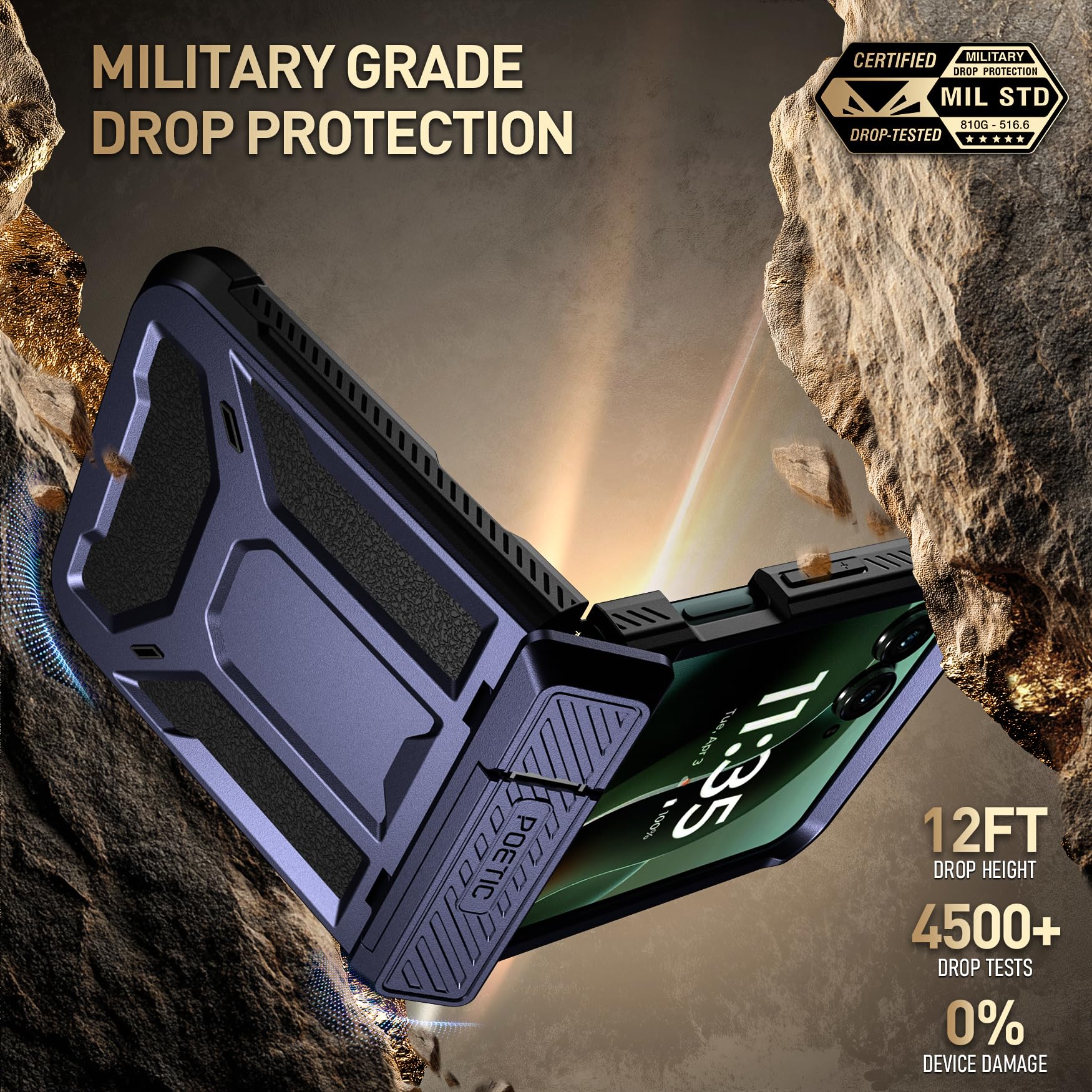Poetic Spartan - Custodia per Motorola Moto Razr Ultra 2025, [Supporto][Protezione Cerniera][Testato Caduta 20FT Grado Militare], Custodia Protettiva Robusta Antiurto Corpo Intero con Supporto, Blu