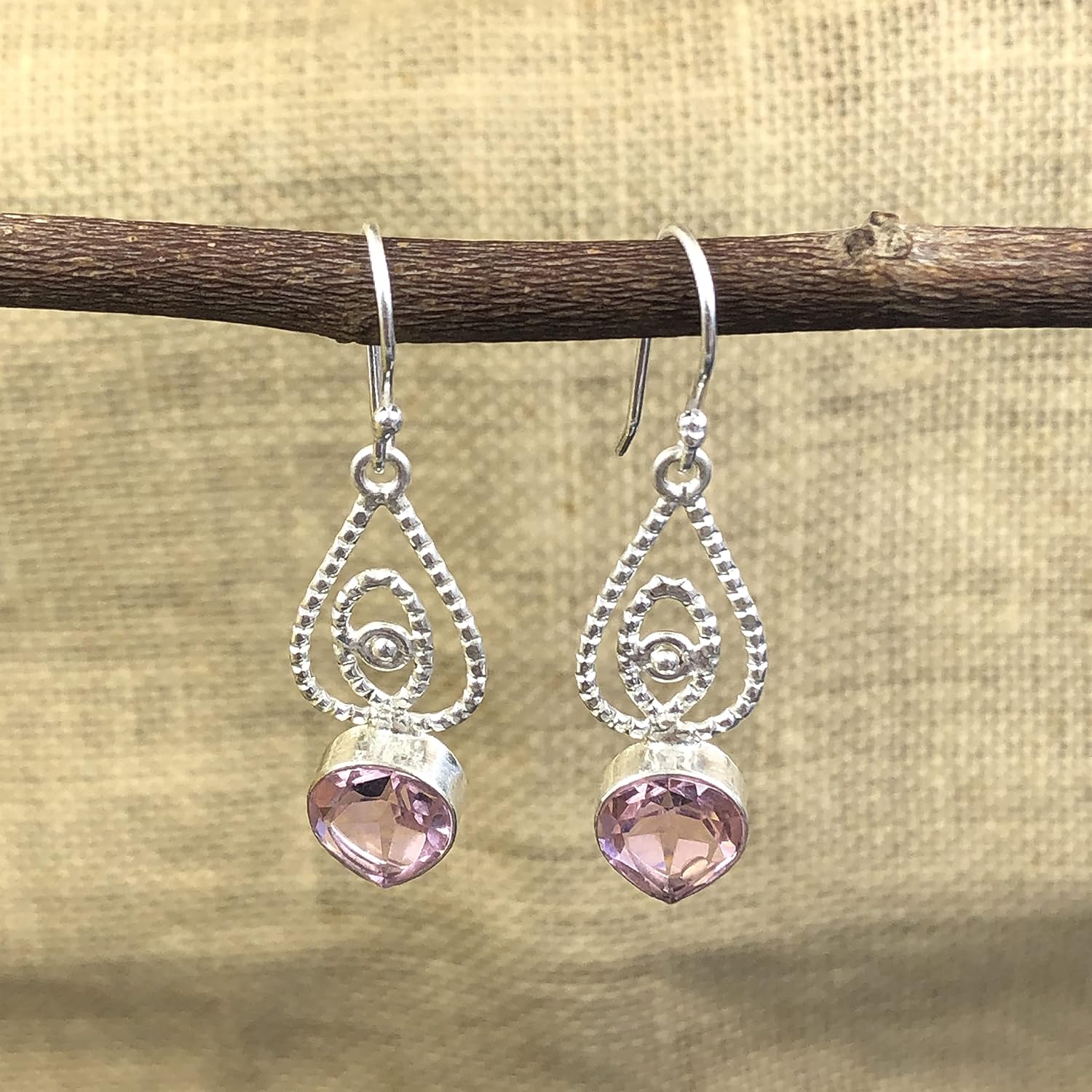 Natural PINK KUNZITE Gemstone 925 Sterling Silver Jewelry Earring ,Stylish Earring For Her, Fine Silver Jewelry, Sterling Silver Earring ,Silver Jewelry, Drop & Dangle Earrings,