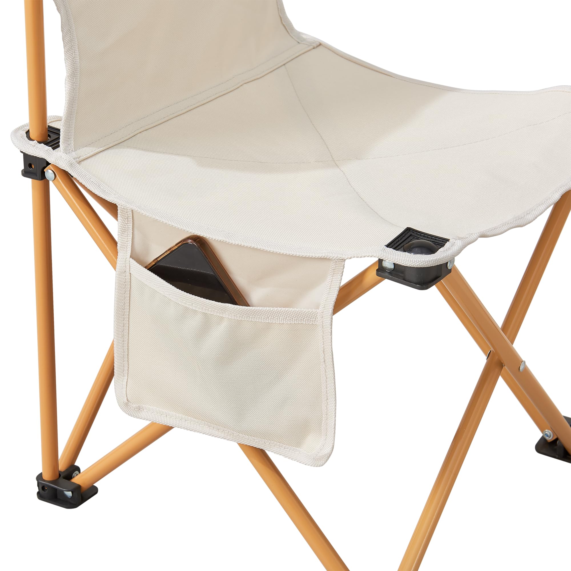 casa.pro Set Campeggio Pieghevole Tavolo e 2 Sedie Portatili per Picnic Pesca con Tasca Laterale e Spazio Portabottiglia Telaio in Acciaio Sedute e Piano Tavolo in Tessuto - Beige