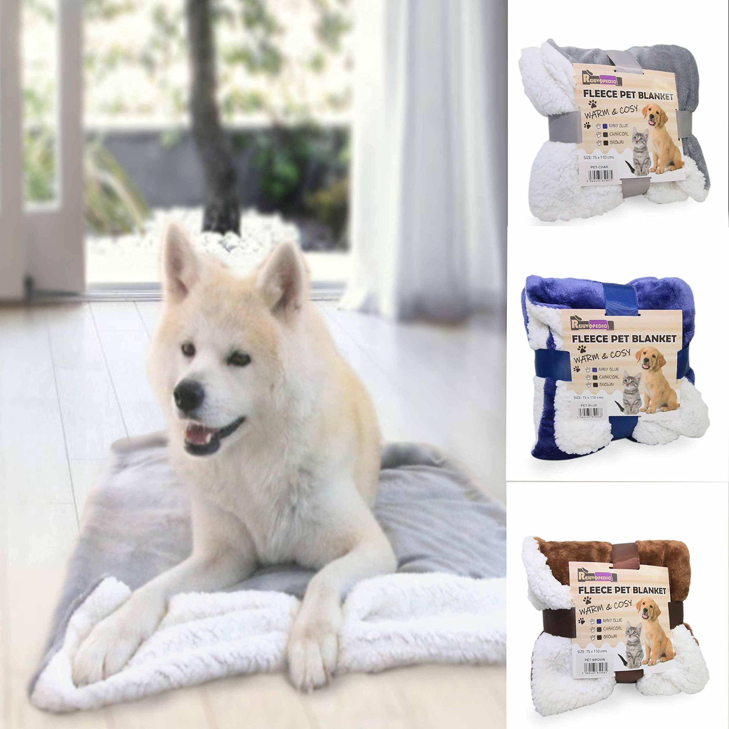 Luxury Reversible Sherpa Brown Pet Animal Cat Dog Sherpa Blanket Throw 75cm x 110cm