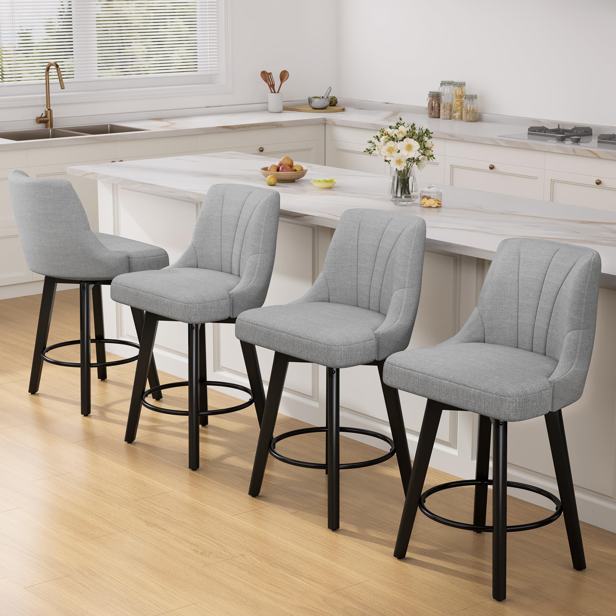 REONEY Counter Height Swivel Bar Stools Set of 4