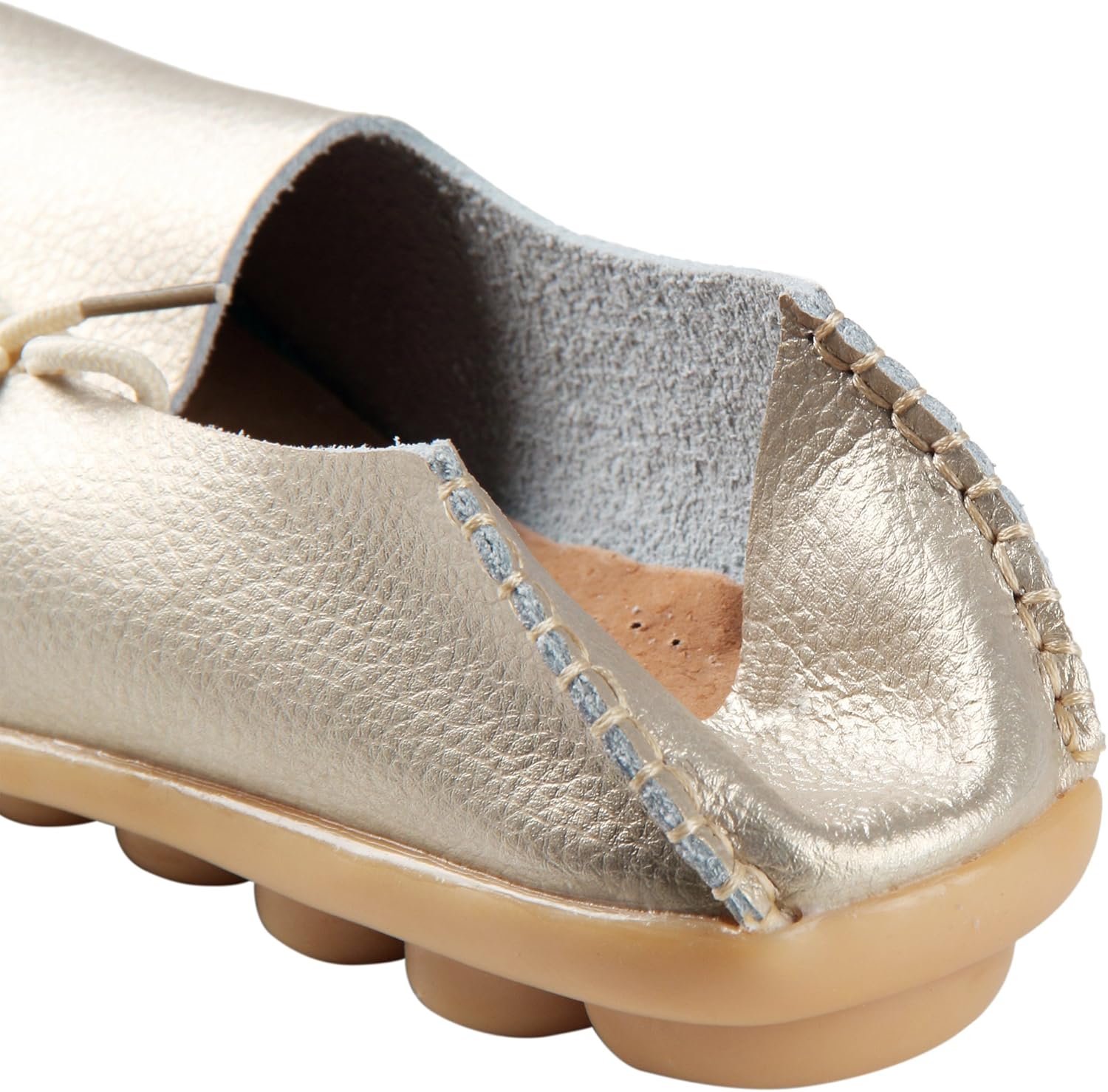 Serene Womens Leather Cowhide Casual Lace Up Flat Driving Loafers 8 Gold