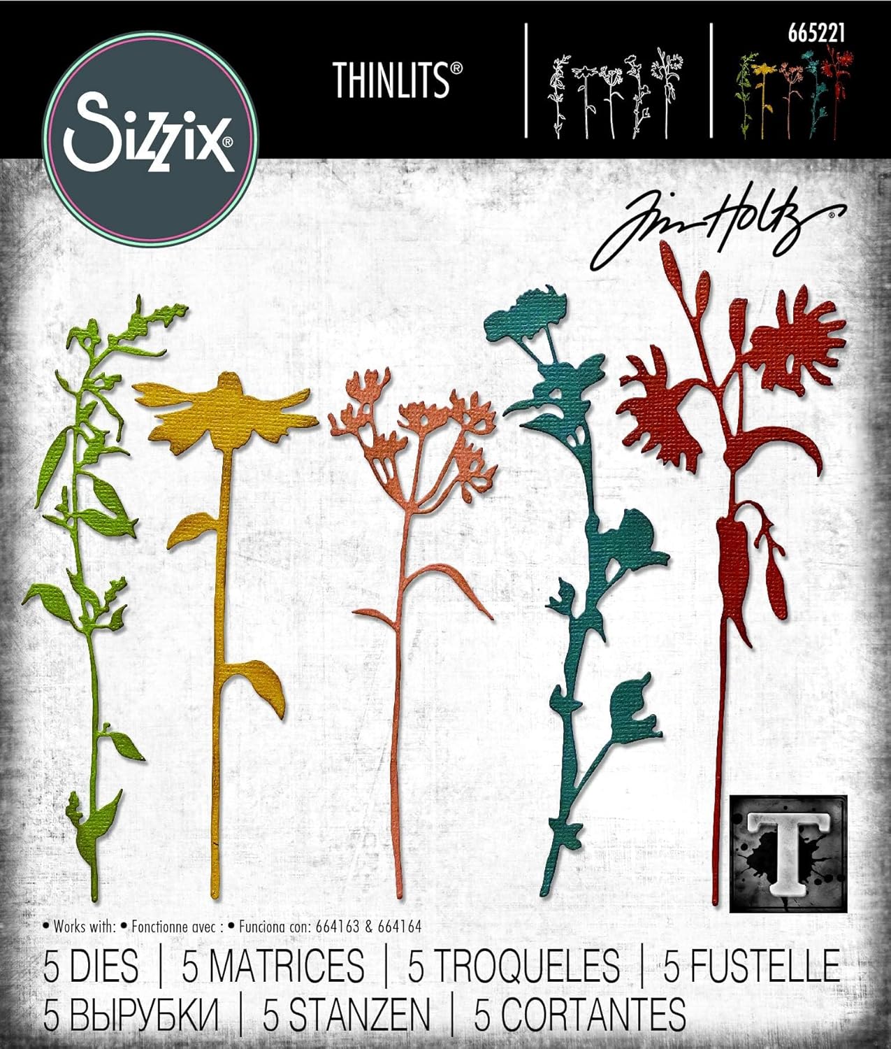Sizzix Thinlits Die 665221 Wildflower Stems #3 by Tim Holtz 5 Pack