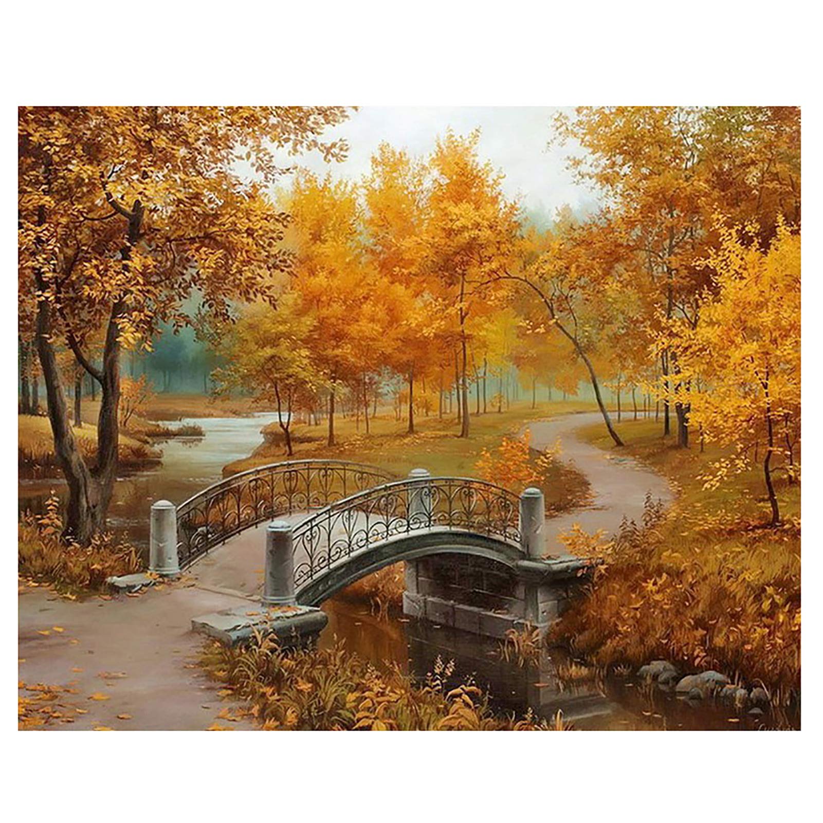 Kit di Pittura Diamante 5D DIY per Trapano Completo per Adulti E Bambini, Paesaggio Autunnale Ricamo in Cristallo Immagini Punto Croce Artigianato Artistico,80x70cm