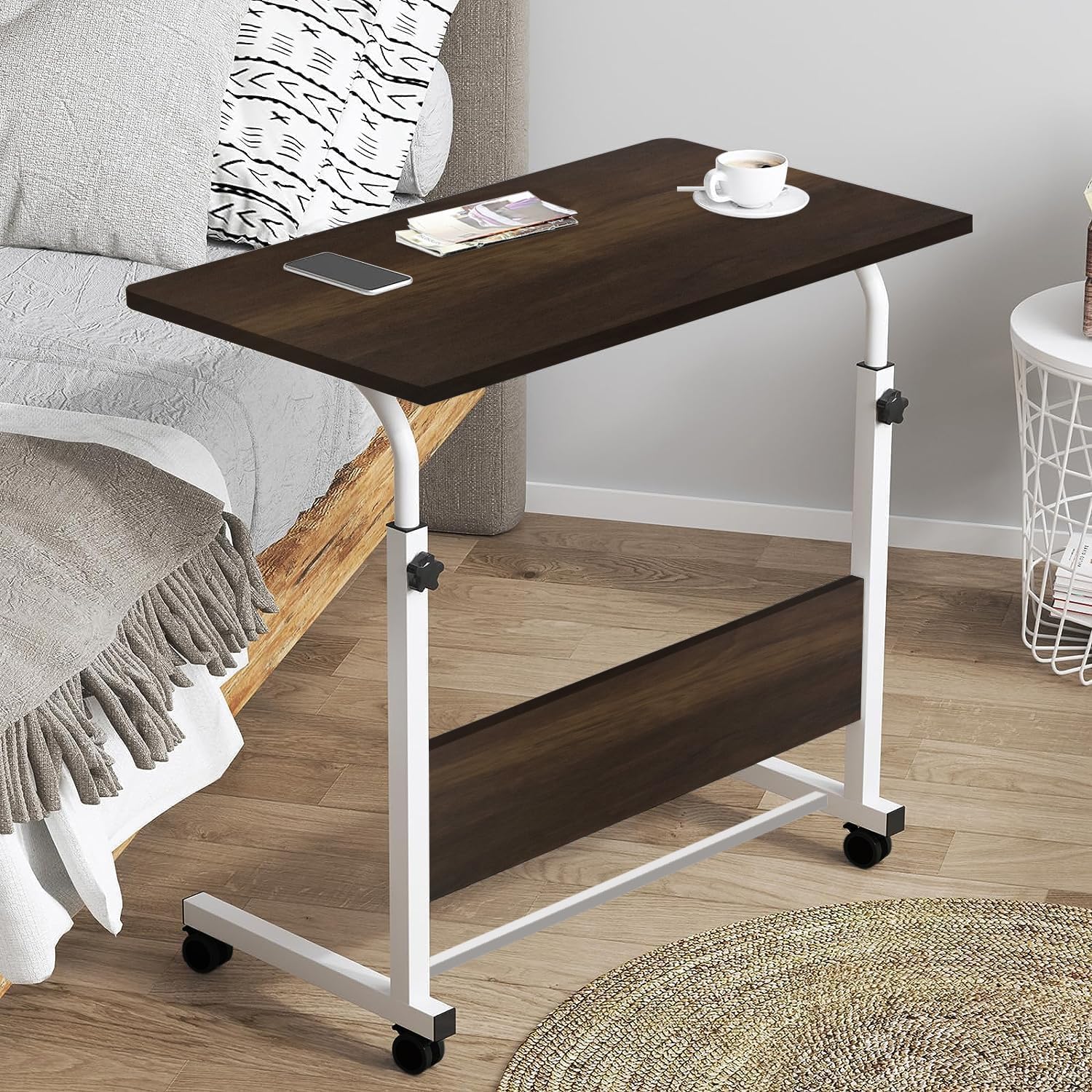 Multipurpose Height Adjustable Movable Table for Computer & Laptop Table with Wheels Mobile Laptop Computer Desk Adjustable Movable Laptop Computer Stand