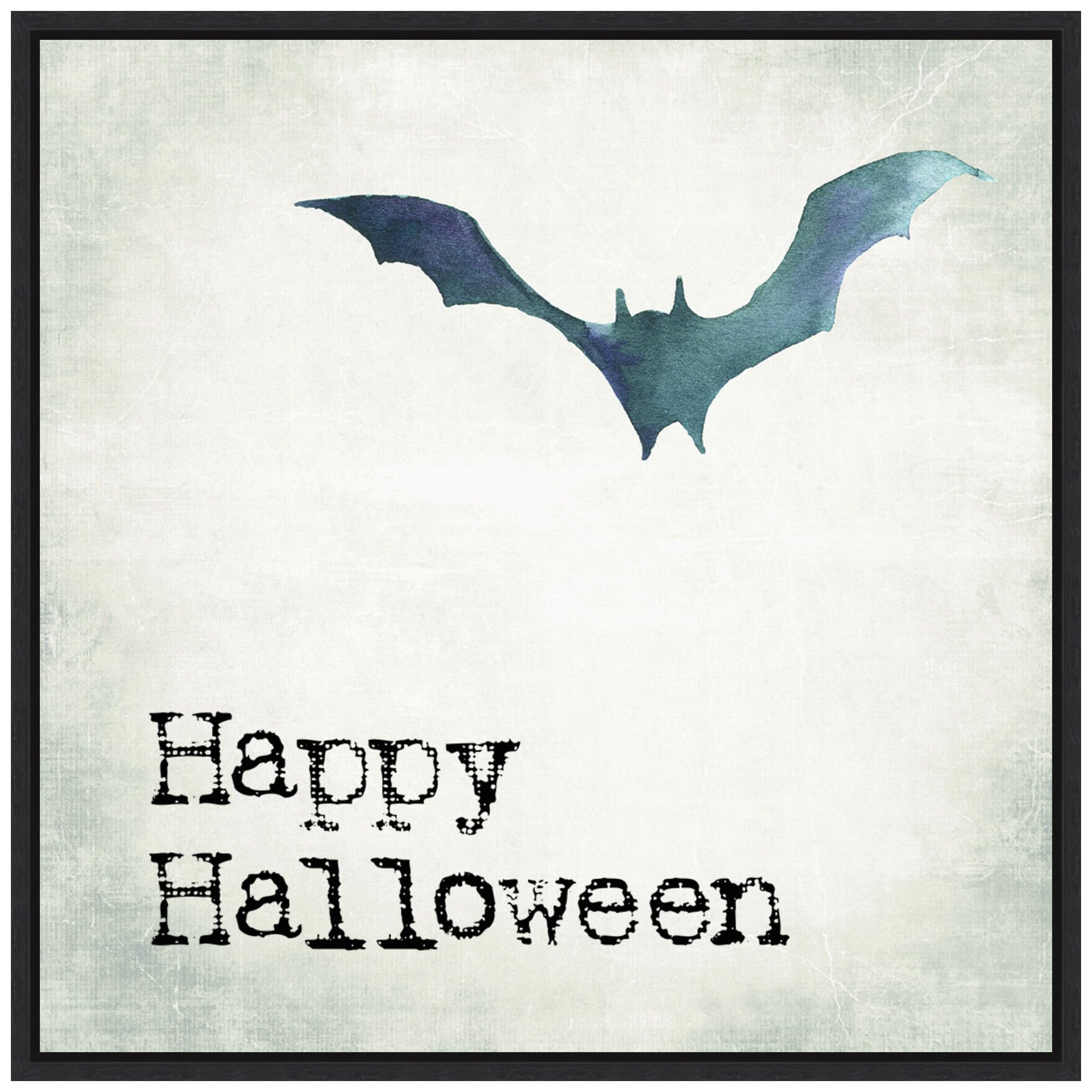 Amanti Art Framed Canvas Wall Art 30x30 Happy Halloween Bat Grunge Portfolio, Framed Wall Art Canvas, Holidays Artwork, Modern Decor, Large Poster Painting for Living Room, Bedroom,