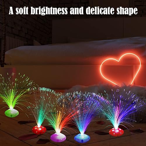 Miniatura 6 de Retisee 24 piezas de lámpara de fibra óptica de Halloween, centro de mesa, luces ópticas multicolores alimentadas con base de cono, cristales