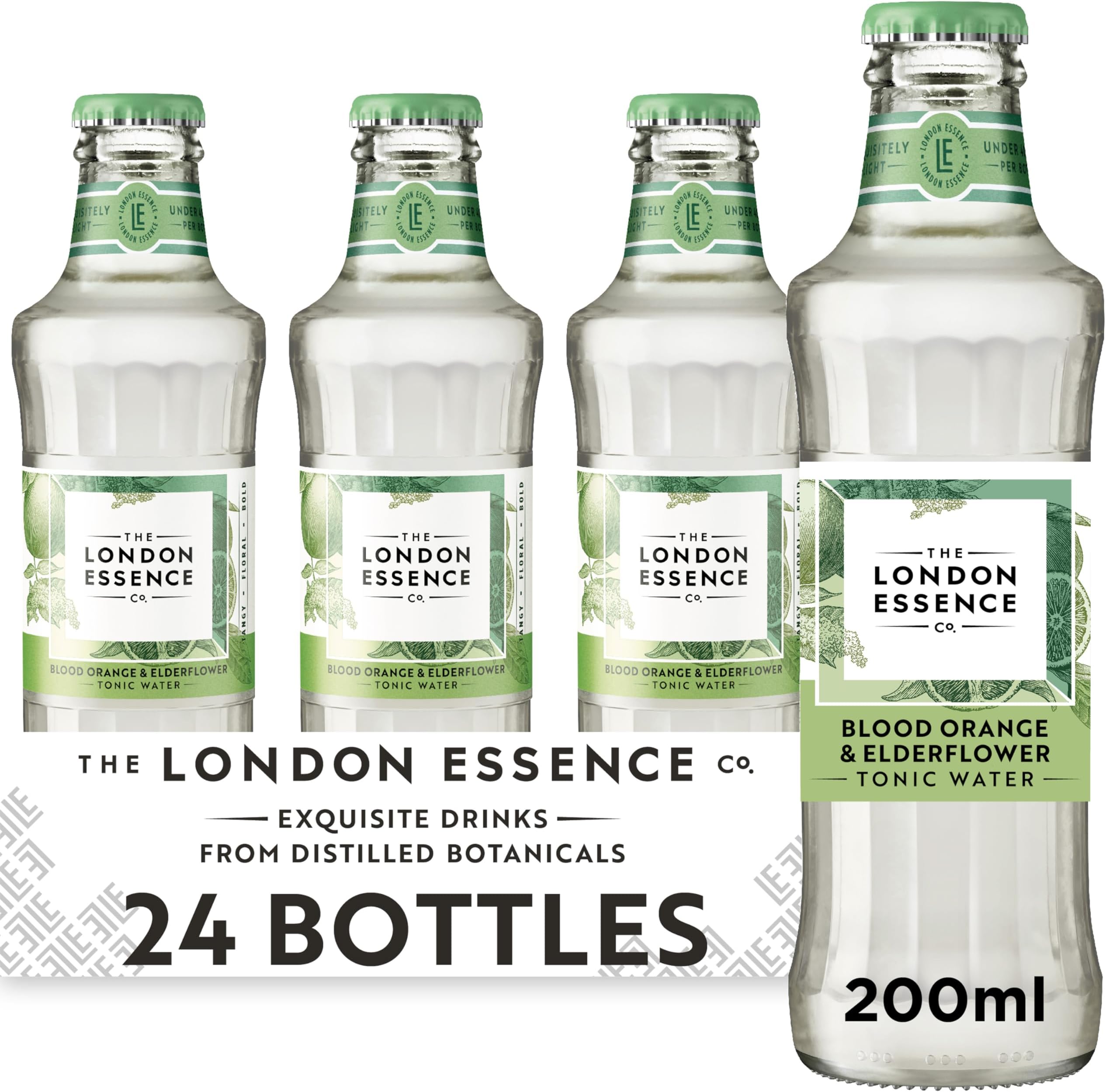 Blood Orange & Elderflower Tonic, Premium Cocktail Mixer, 200ml, Pack of 24 bottles, No Artificial Colours Preservatives or flavours, Low Calorie