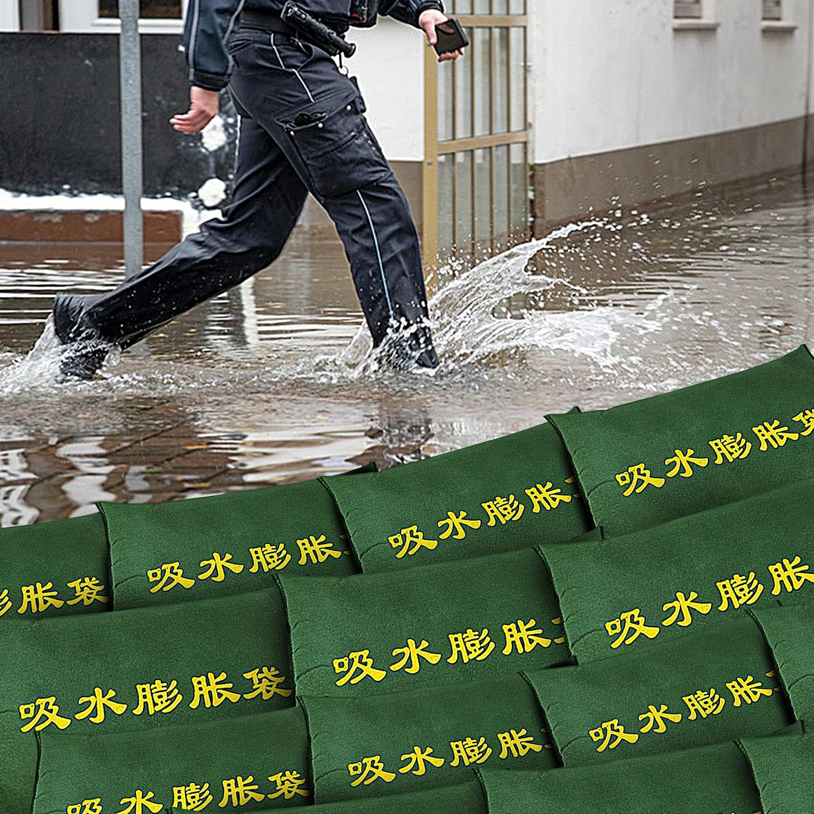 5PCS Flood Barrier Bags, Flood Prevention Bags, Water Blocking Bags, Reusable Flood Dam, Flood Control Sandbag, Home Flood Protection, Water Activated Sandless Bag 60x40x0.5cm for Home