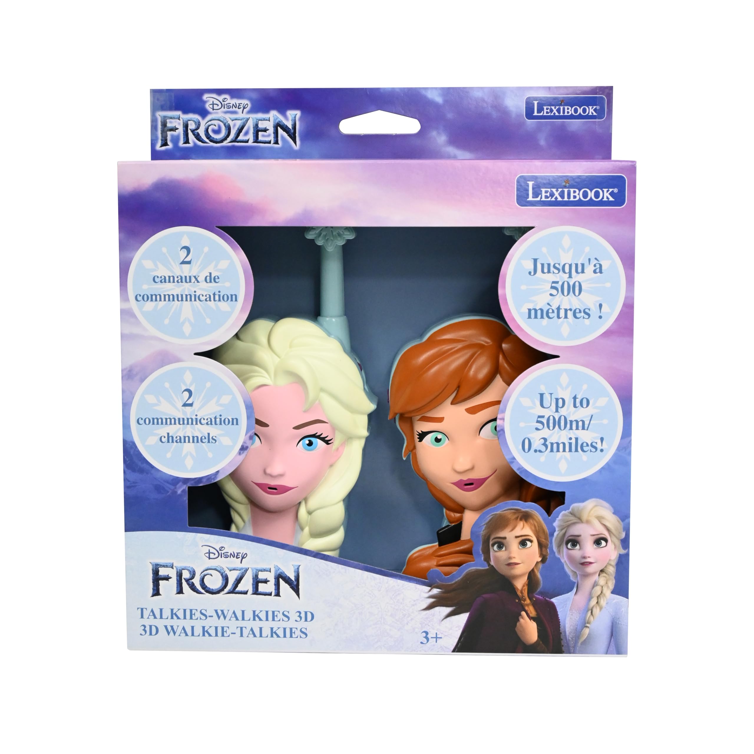 LEXIBOOK, Frozen, Anna and Elsa 3D Walkie-Talkies, 500m Range, 2 Communication Channels, Belt Clip, Blue, TW18FZ - Image 4