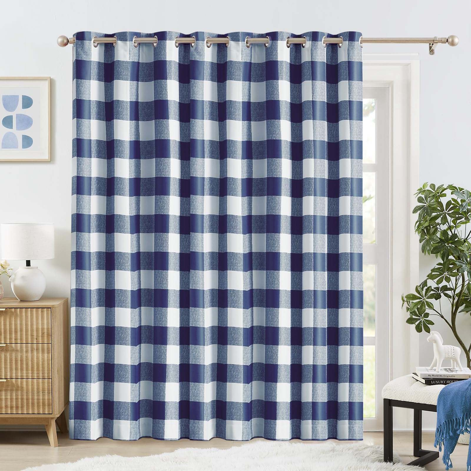 Melodieux Buffalo Check Plaid Patio Door Curtain