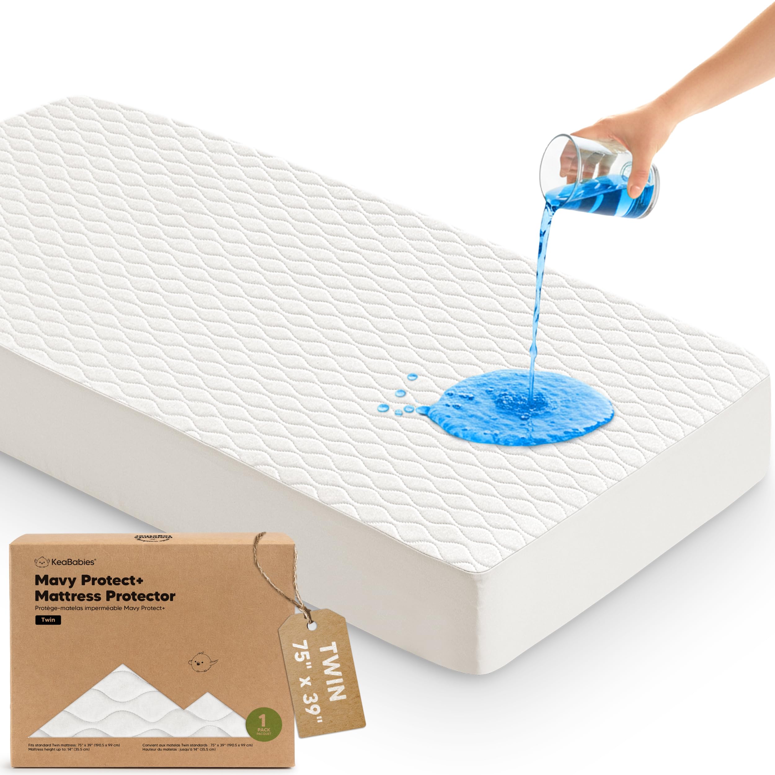 1pk Waterproof Mattress Protector Cover, Mattress 75x39 (Soft White)