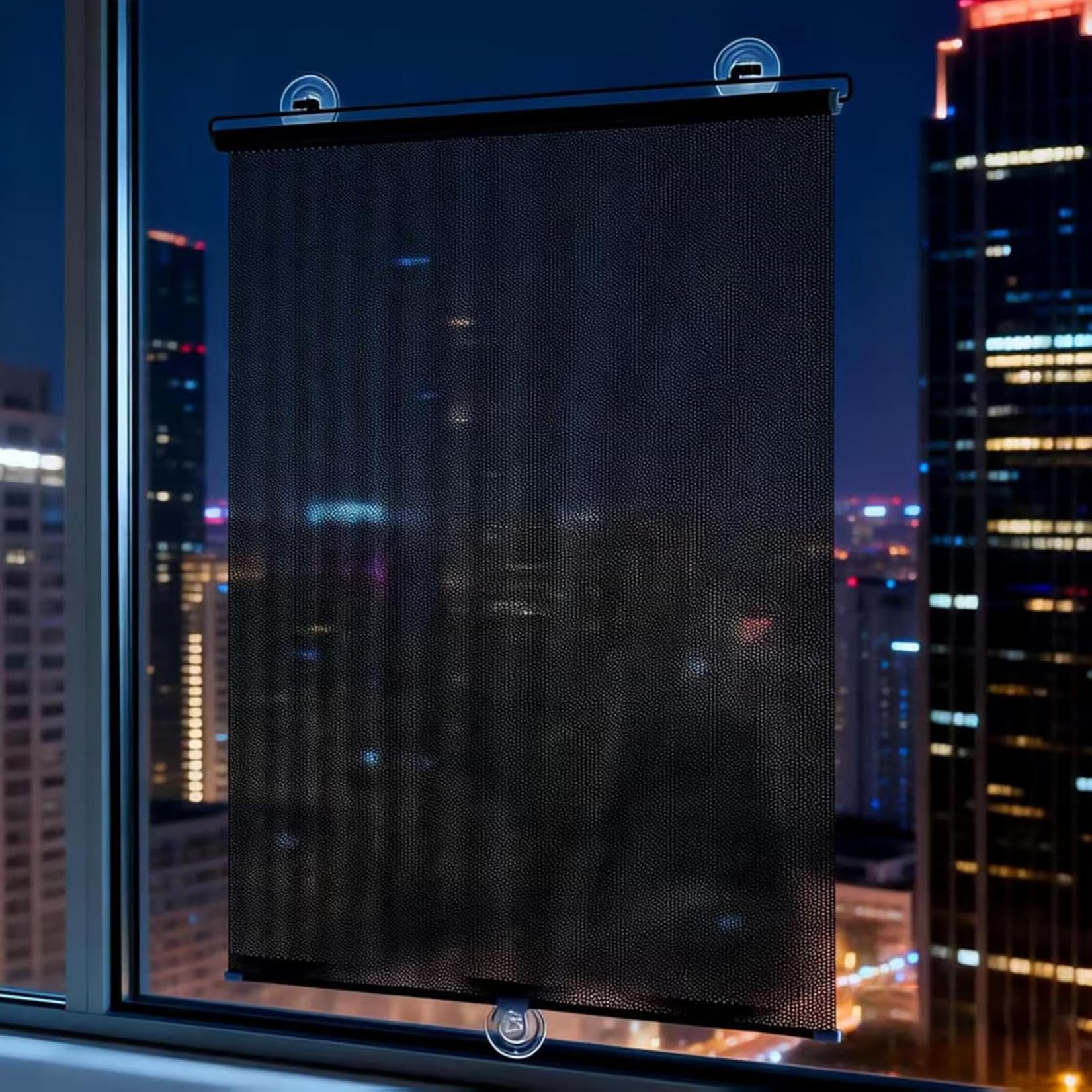 Store enrouleur translucide noir 58 x 100 cm, sans perçage, isolation thermique, protection solaire amovible pour chambre à coucher, bureau et voiture, facile à installer, solution de filtrage de la