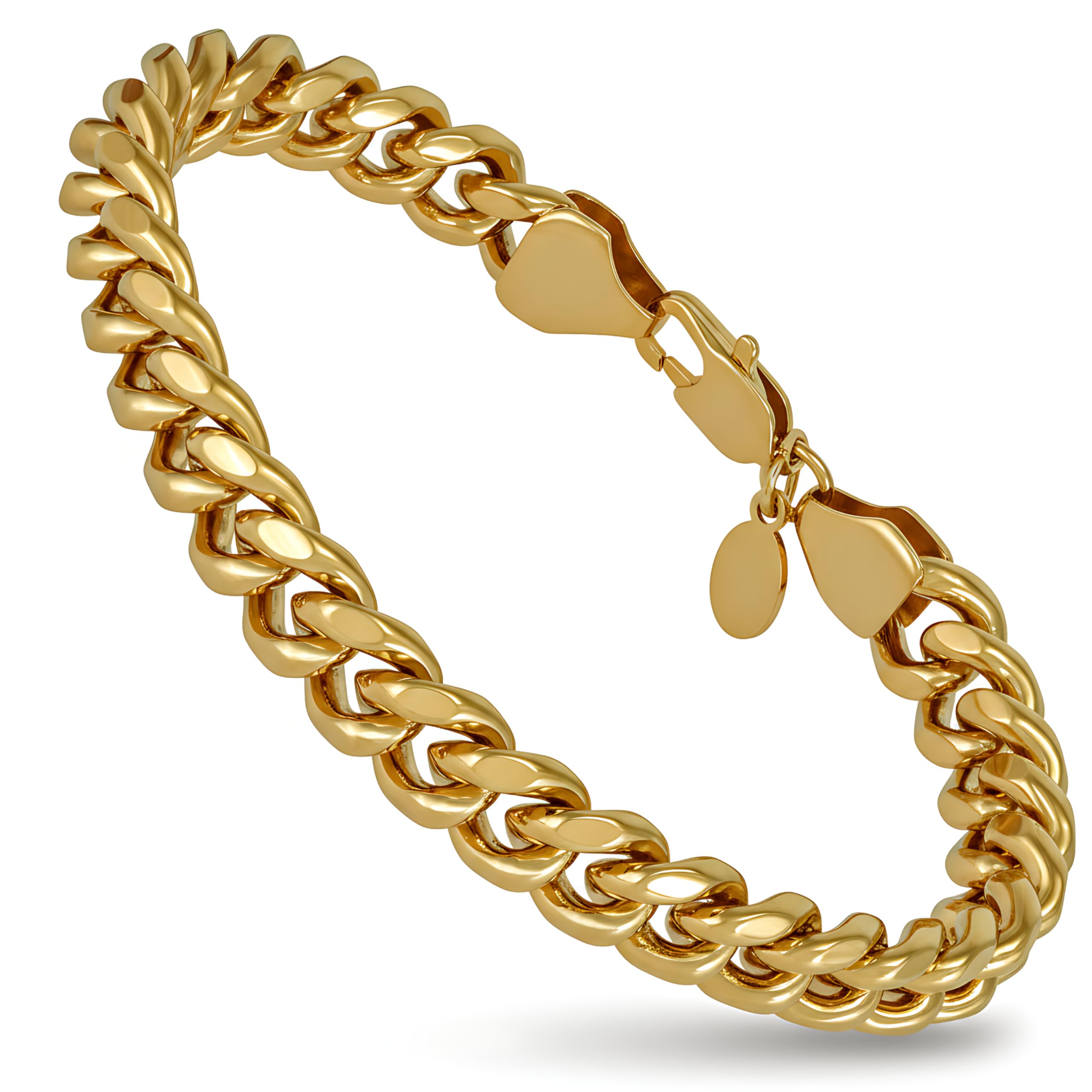 LIFETIME JEWELRY 9mm Miami Curb Cuban Link Chain Bracelet 24k Real Gold Plated