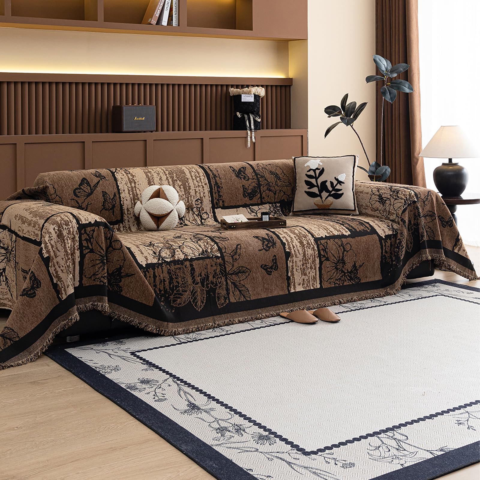 Couverture canapé ultra-douce marron foncé pour des soirées cocooning