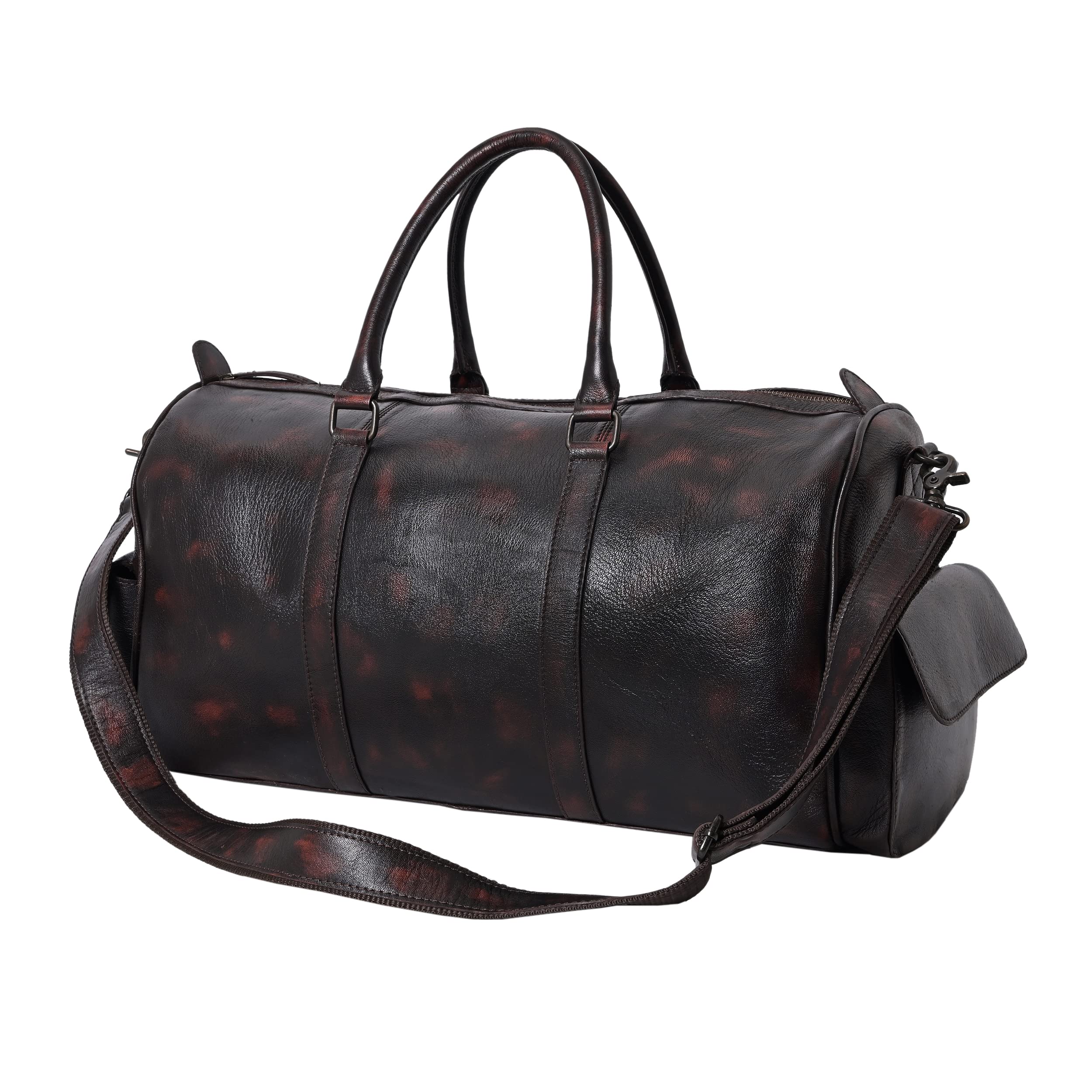 ZINT Vintage Genuine Brown Full Grain Brush-Off Leather Unisex Holdall Travel Duffle Weekender Bag - Image 3 thumbnail