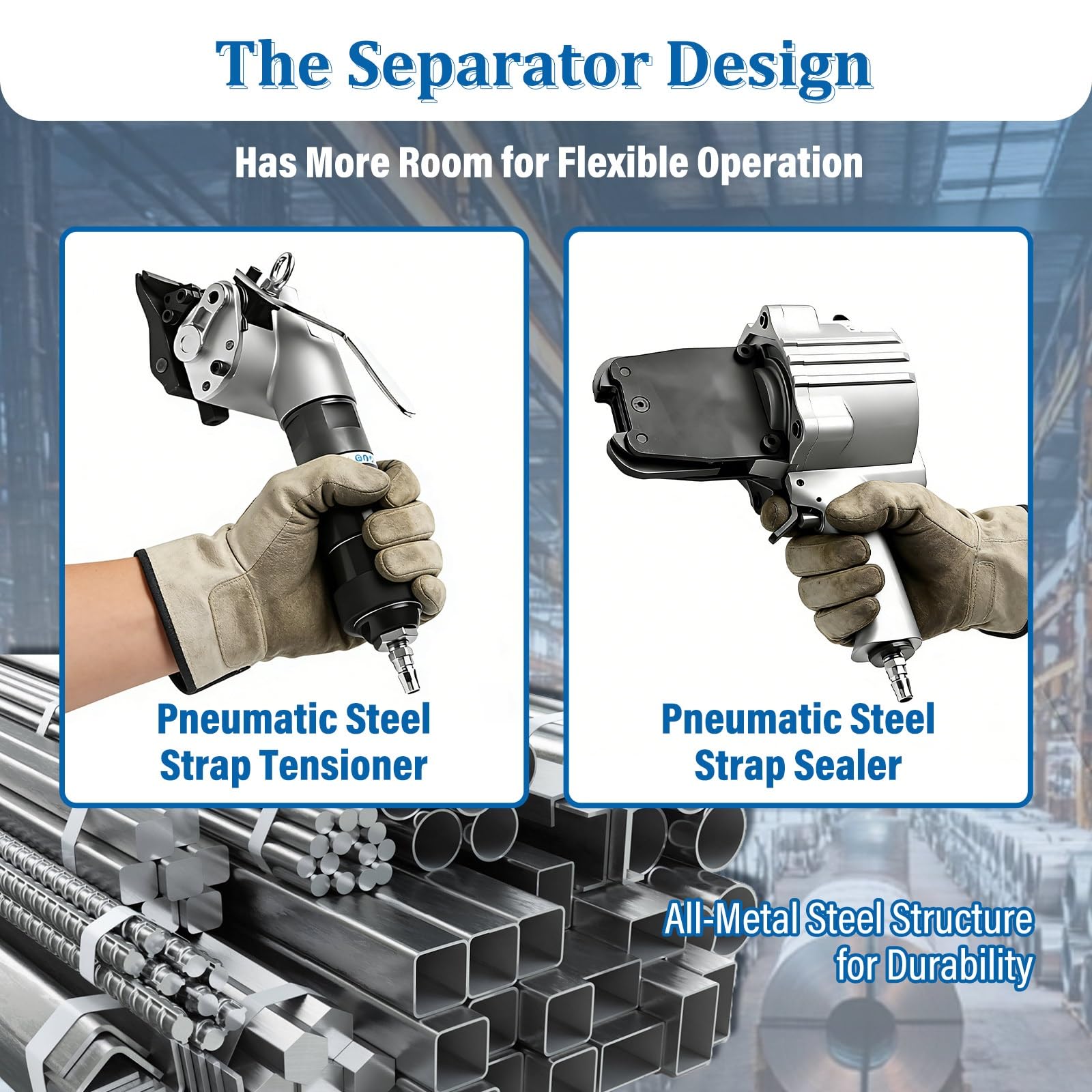 Strumento di reggiatura pneumatico resistente del metallo, tensione 8500n per l'imballaggio del pallet e la banda industriale