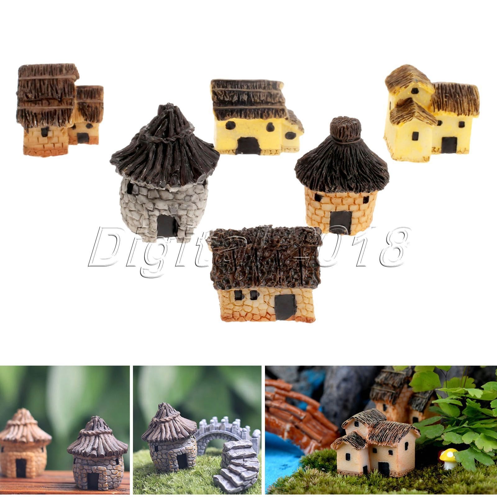 Miniatur-Feenschloss Häuser Aus Harz – 2er Set Für Feengarten, Deko & Puppenhaus | Garten-Ornamente