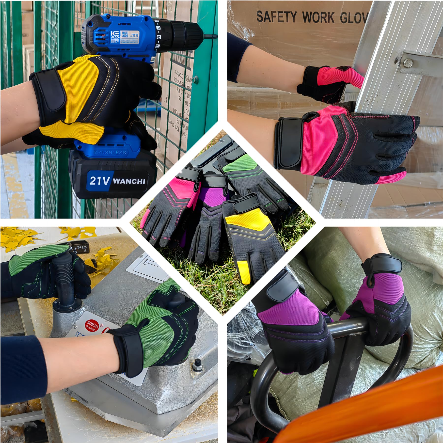 Guantes de jardinería resistentes a las espinas y a la perforación con asa, guantes de jardinería para mujer, guantes de trabajo de cuero, regalos (guantes de trabajo amarillos, talla XL)