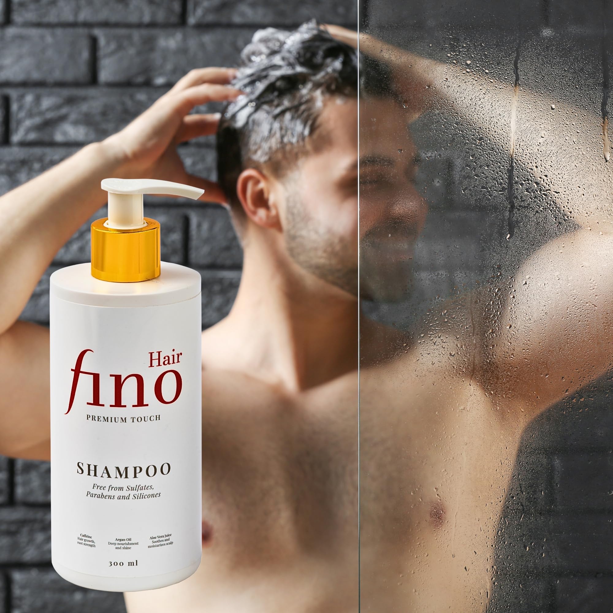 fino Hair Premium Touch Shampoo – Natürliche Pflege mit Koffein, Biotin & Vitamin B5 – Für gesundes & kräftiges Haar – Ohne Sulfate & Parabene – 300ml (Packung mit 2)