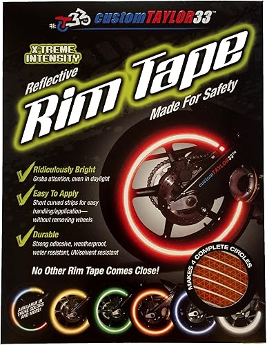 Miniatura 9 de ustomTAYLOR33, cintas de seguridad reflectantes de alta intensidad para rueda de moto (color naranja).