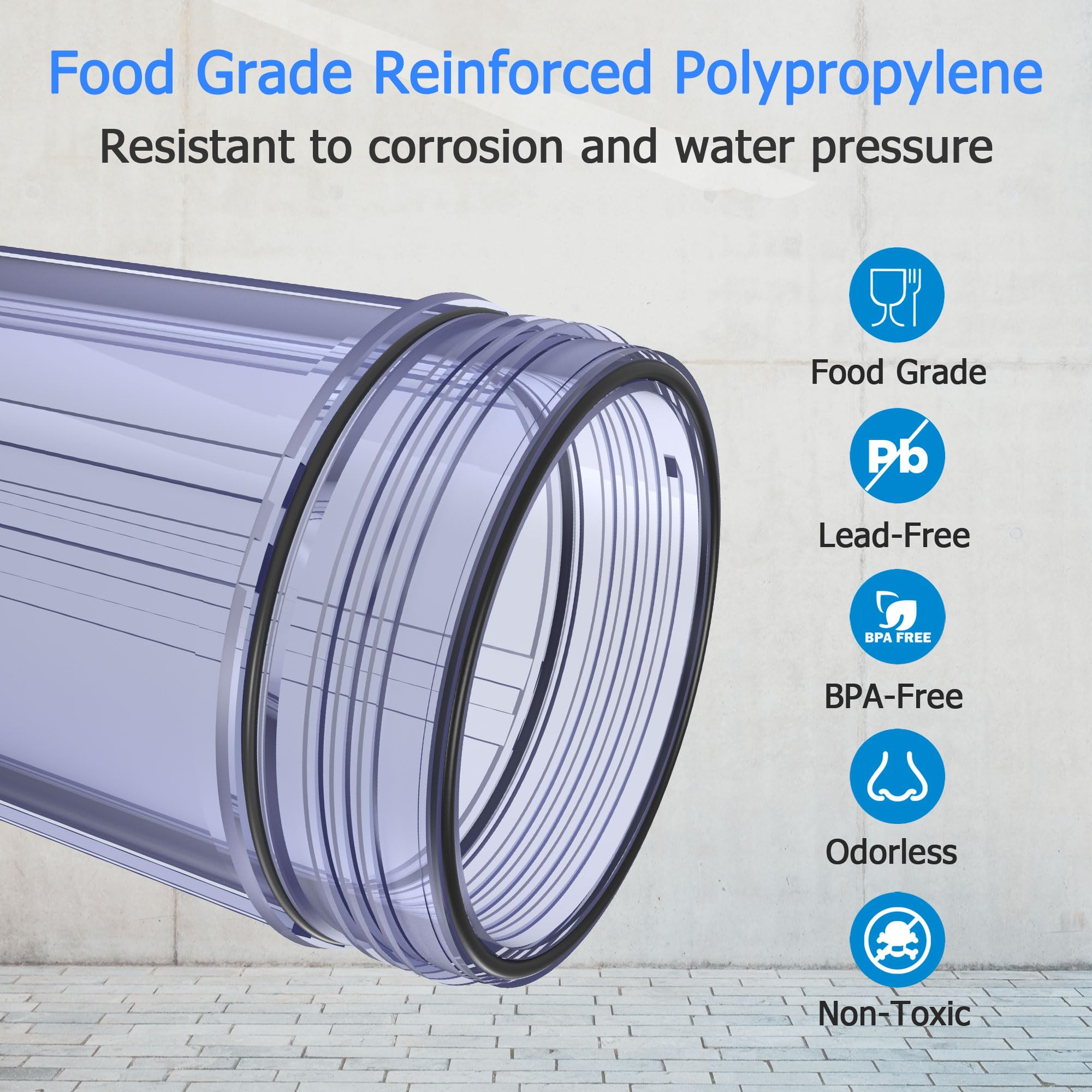 WHT20 - Carcasa de filtro de agua para toda la casa, compatible con filtros de sedimentos de 20 x 4.5 pulgadas para pozo y ciudad de agua, sistema de prefiltración para el hogar, puerto NPT de