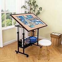 Vista 2 de Becko US Mesa de rompecabezas inclinable de 1500 piezas con alfombrilla de cubierta, tablero de rompecabezas con 5 ángulos de inclinación y ajuste