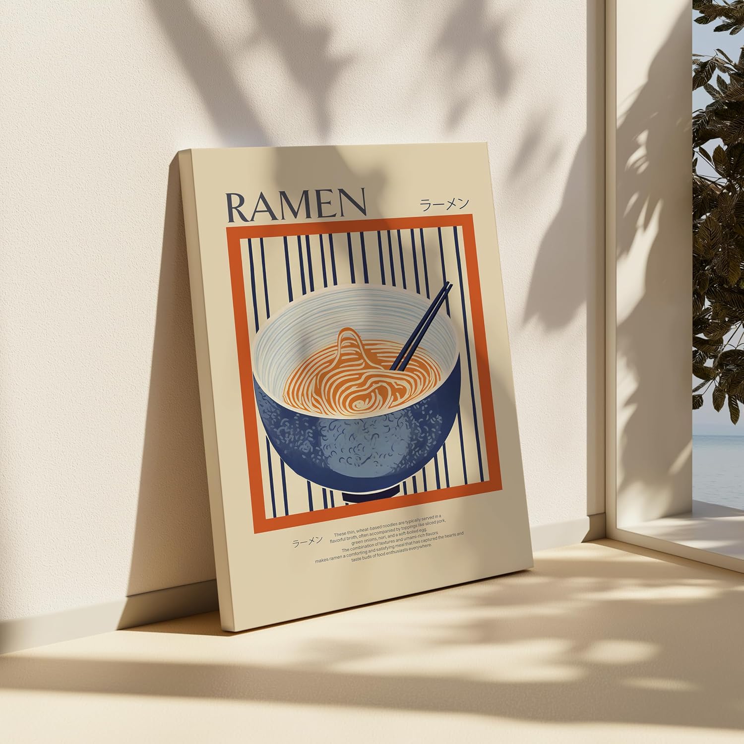Poster Master Ramen Canvas - Noodles Print - Food & Drink Art - Gift for Men, Women & Foodie - Great Decor for Kitchen, Dining Room or Restaurant - 8x10 STRETCHED Canvas