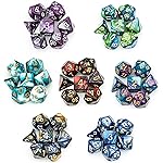 Poludie 7 Sets DND Dice Polyhedral Dice Set (49pcs) with 1 Large Leather Bag, D&D Die Set for Dungeons and Dragons, RPG Table Games. (7Sets/49Pcs)