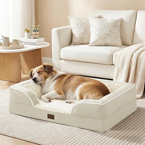 Miniatura 8 de Camas Ortopédicas para Perros de Tamaño Extra Grande, Cama para Mascotas de Espuma Viscoelástica Impermeable XL con Lados de 48 x 30 Pulgadas, Cama