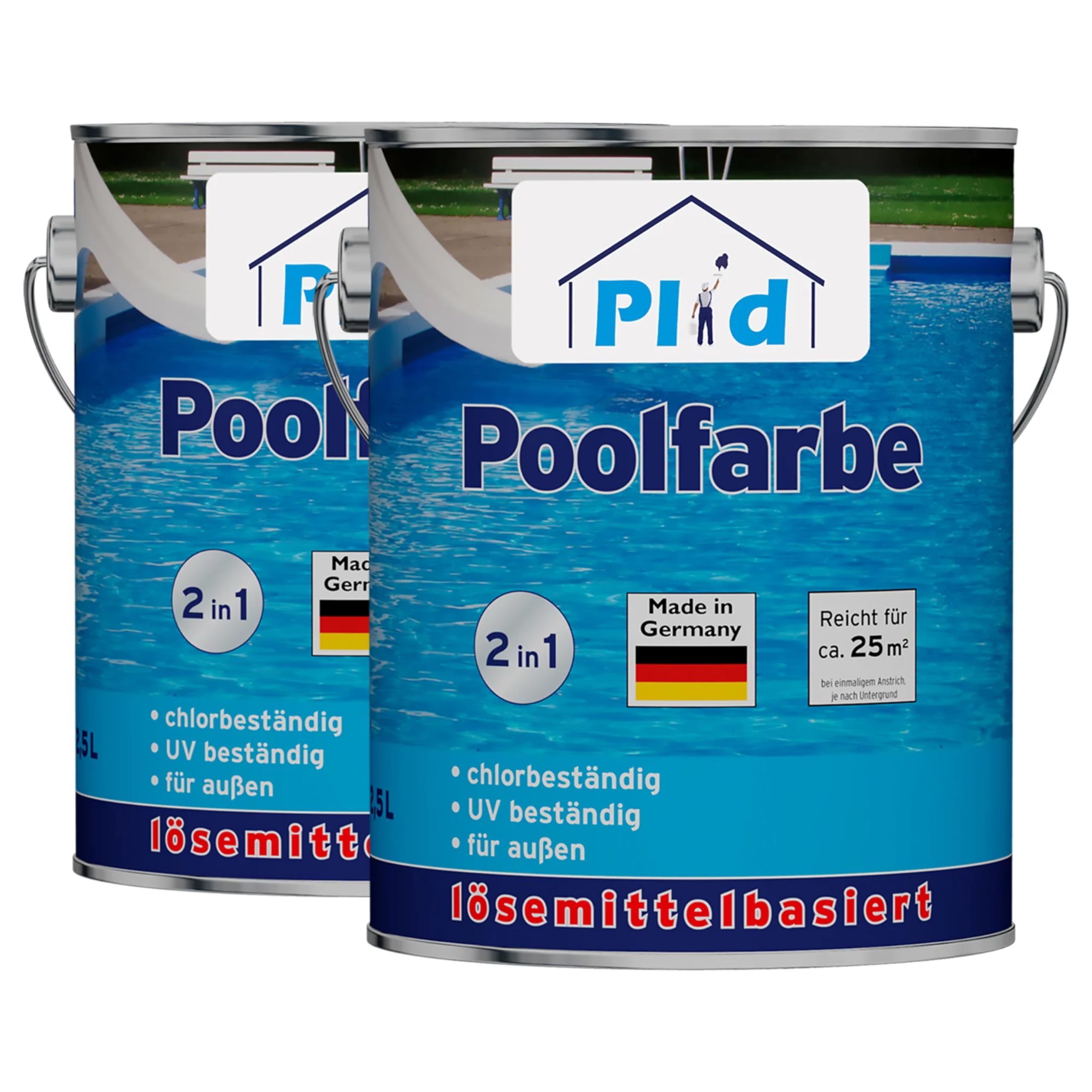 Plid® Vernice per piscina per cemento, colore blu semilucido, 5 l, resistente agli agenti chimici, colore subacqueo, ad asciugatura rapida e antigraffio, elevata stabilità dei colori e lucentezza,