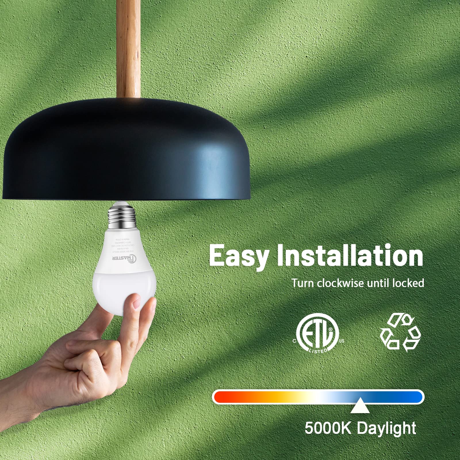 A19 LED Light Bulb LED Bulbs 100 Watt Equivalent 5000K Daylight Light Bulbs 1500 Lumens E26 Standard Base — view 6