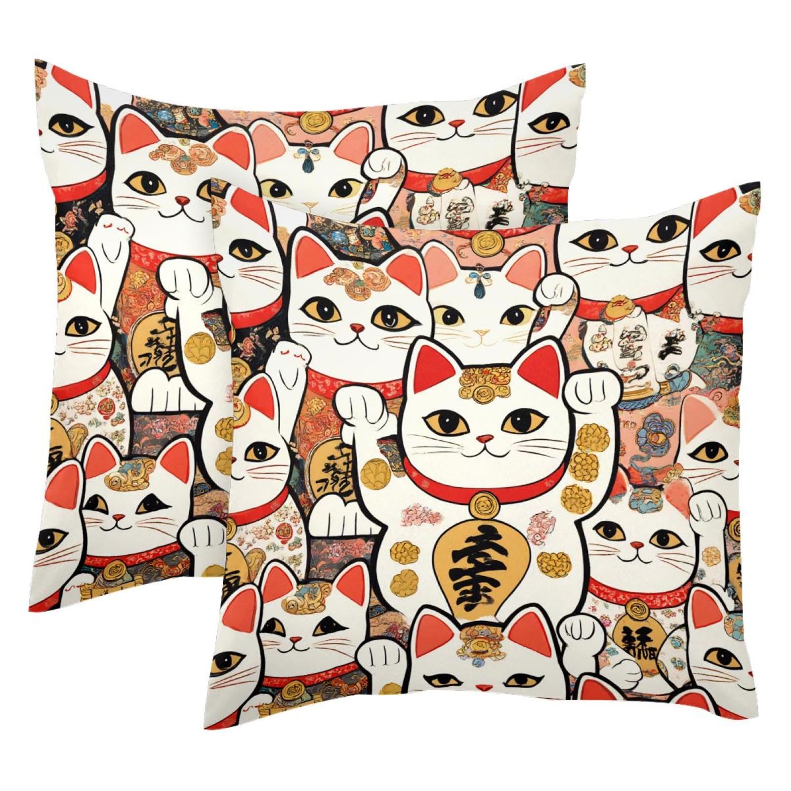 Fundas de almohada decorativas modernas de terciopelo Fortune Cats 50 x 50 cm para salón