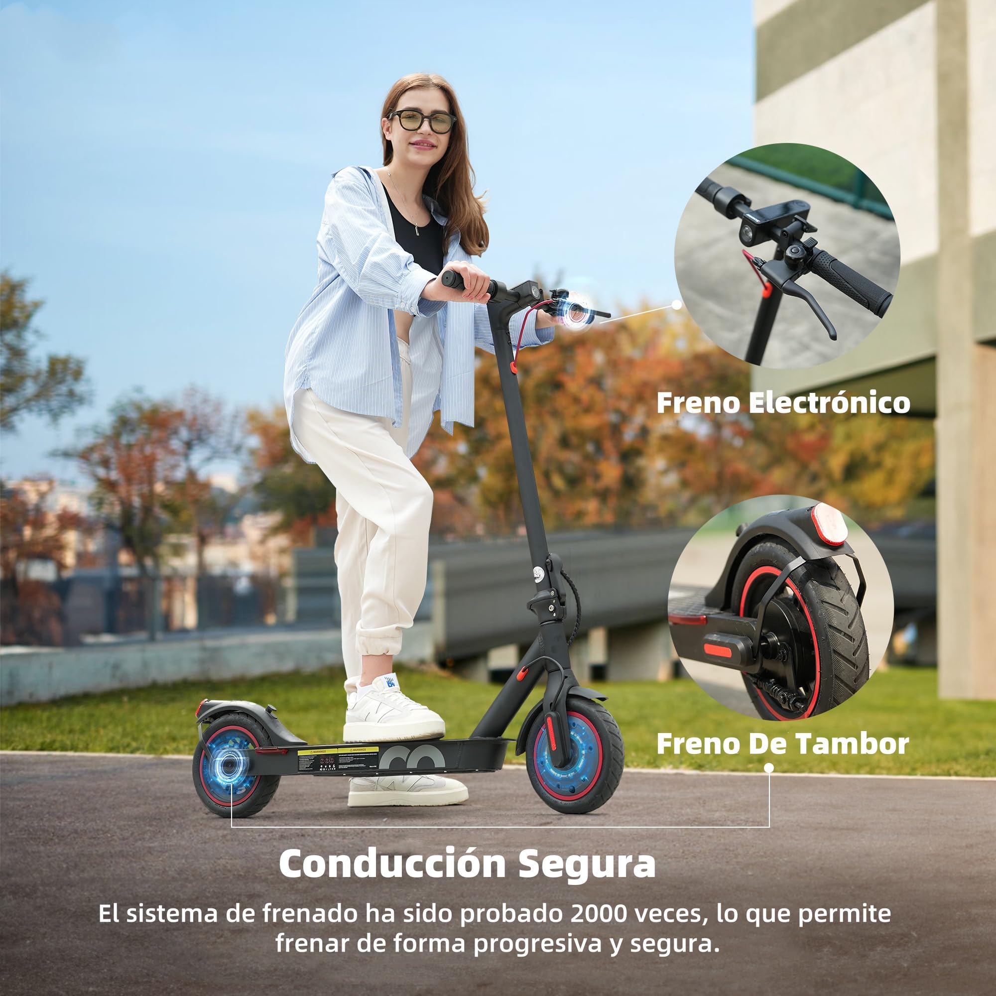 iScooter i8 Monopattino Elettrico per Adolescenti e Adulti, Motore 35 O, Autonomia 20-30 KM, Max 25 KM/H, Batteria 280,8 WH, Doppia frenatura, 3 Modalità Di Velocità, Viaggi Giornalieri